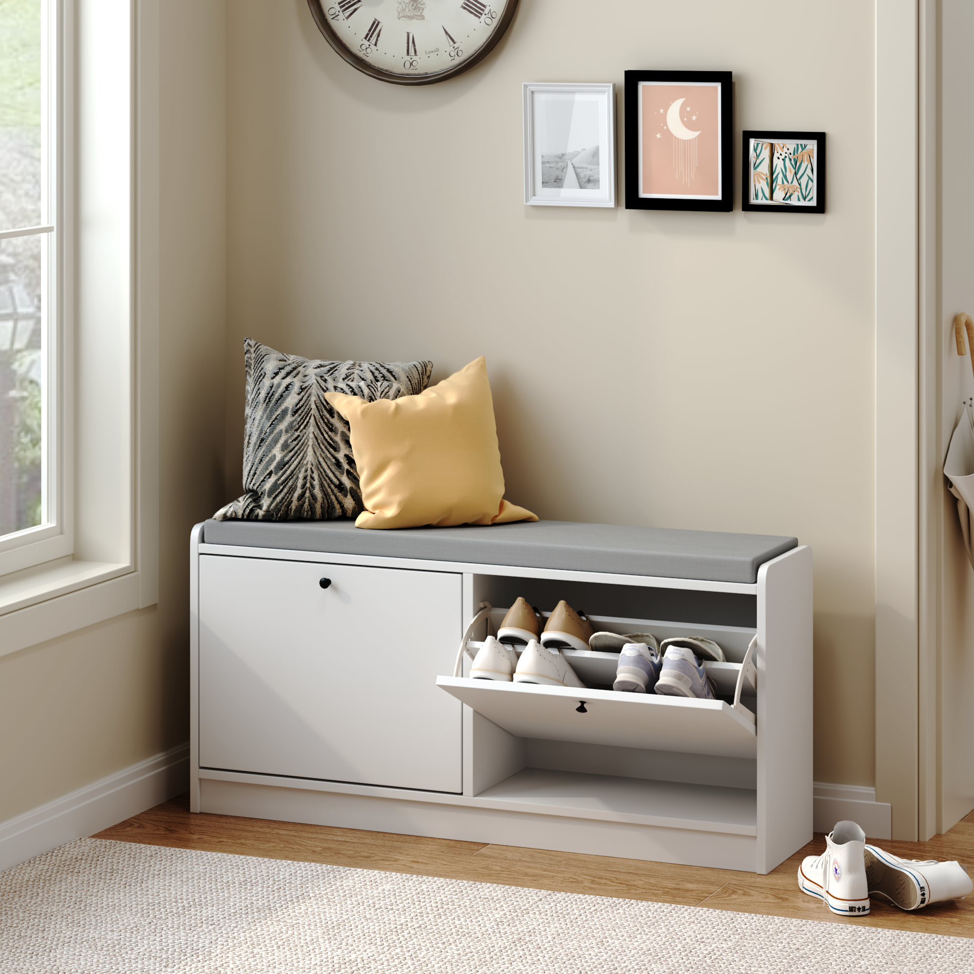 Shoe rack storage cabinet in the bedroom