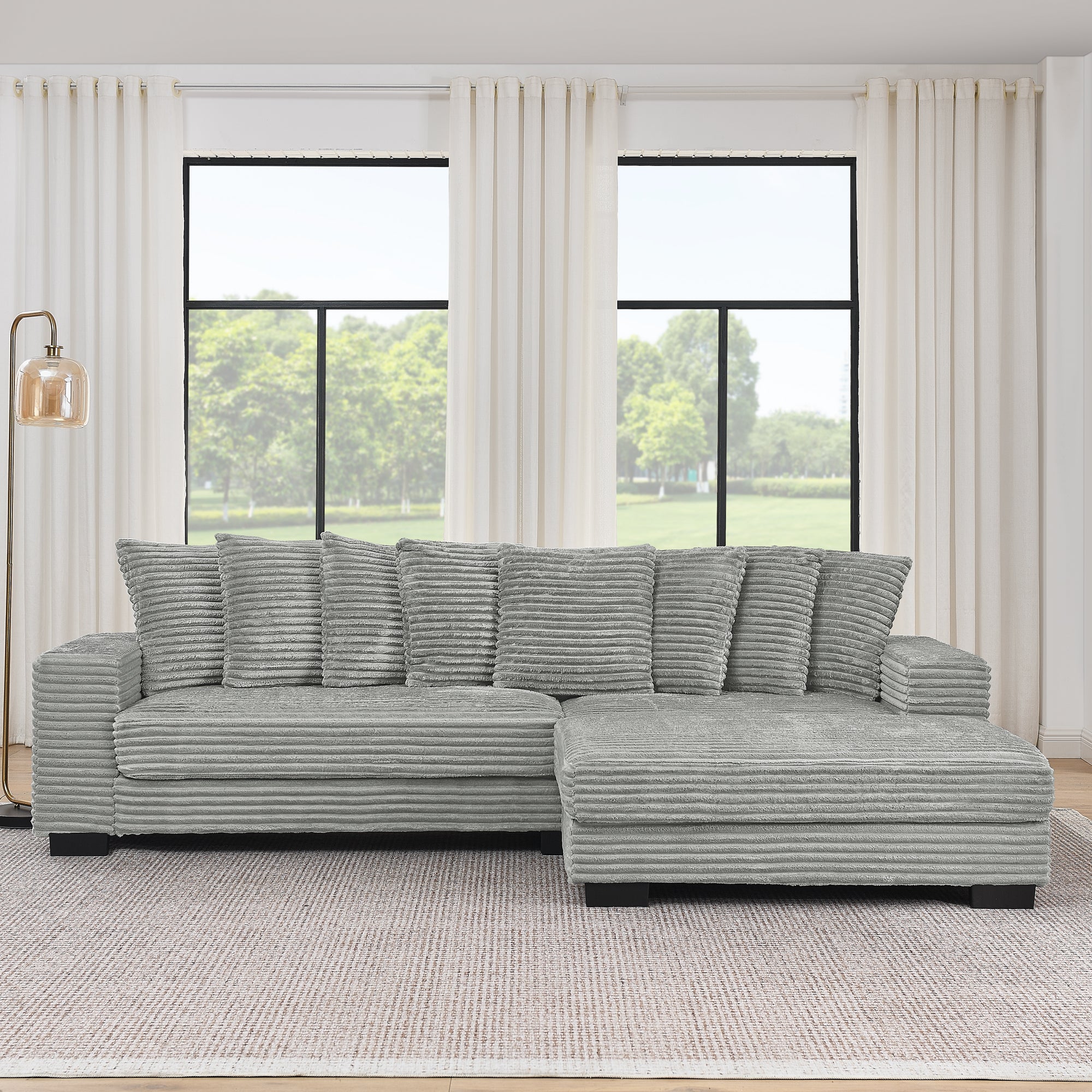 Combination sofa with a wick, velvet and soft cushion