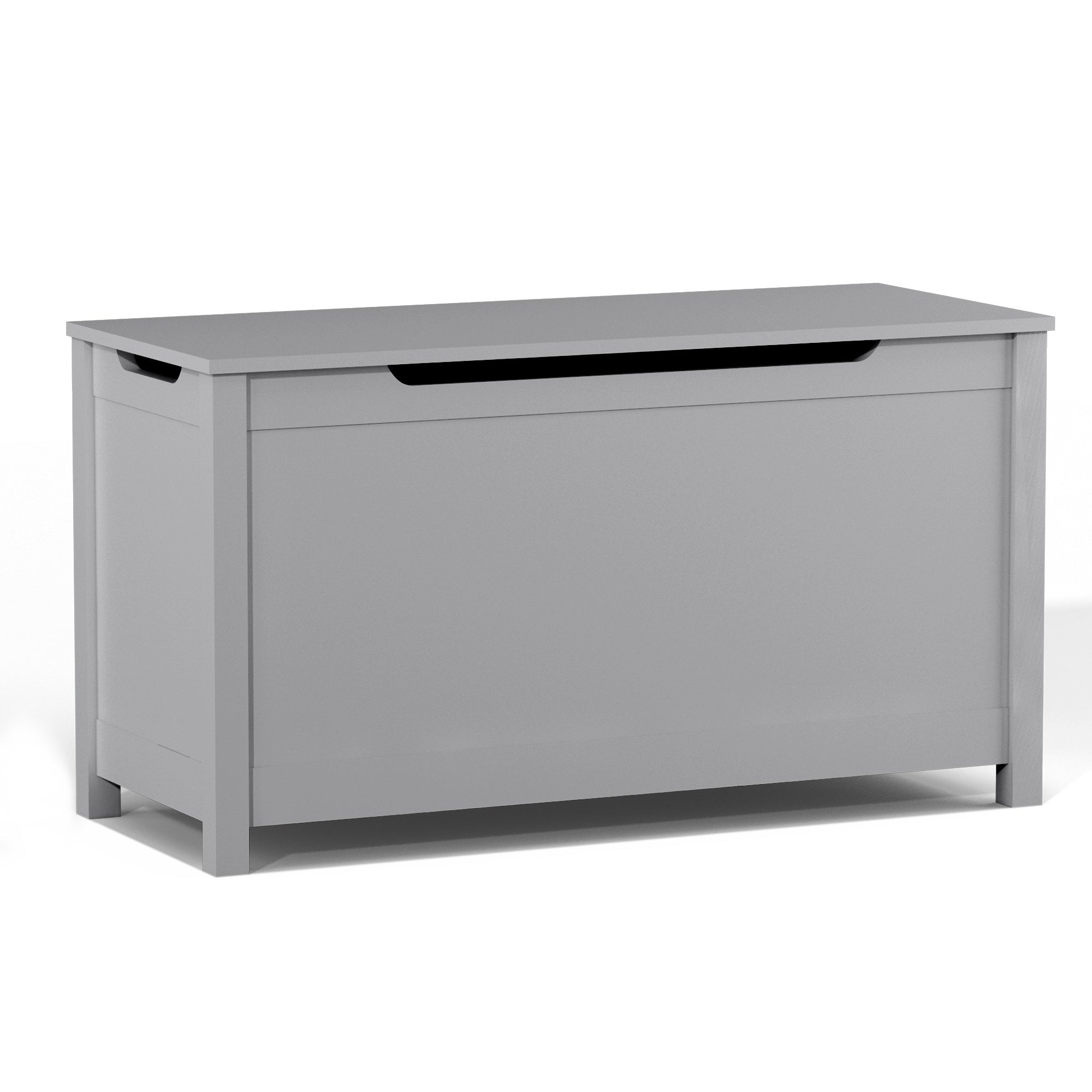 Children's wooden toy box with a safety hinge cover (Gray)