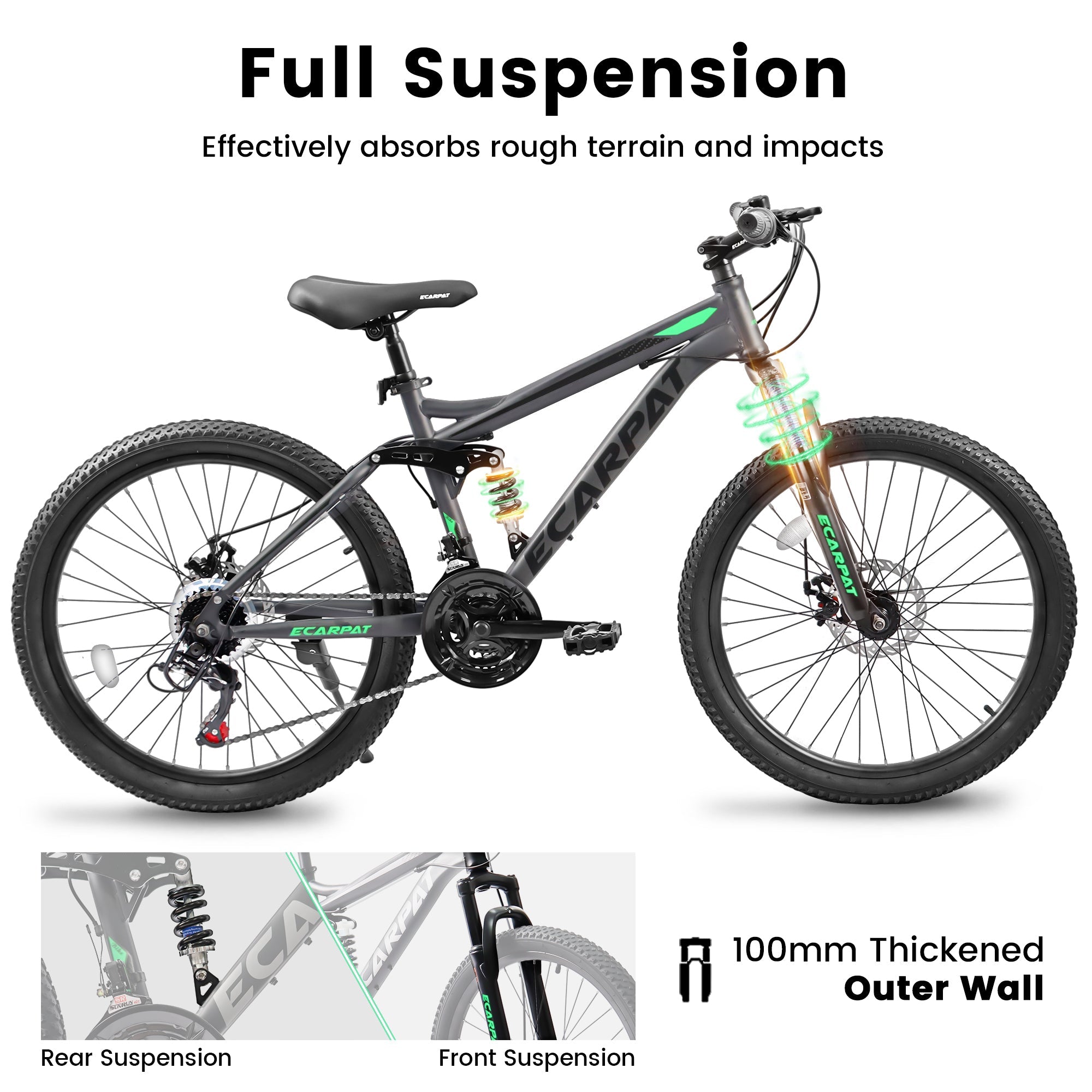 24 - inch mountain bikes for both men and women(Green mark) - KiKiUMi