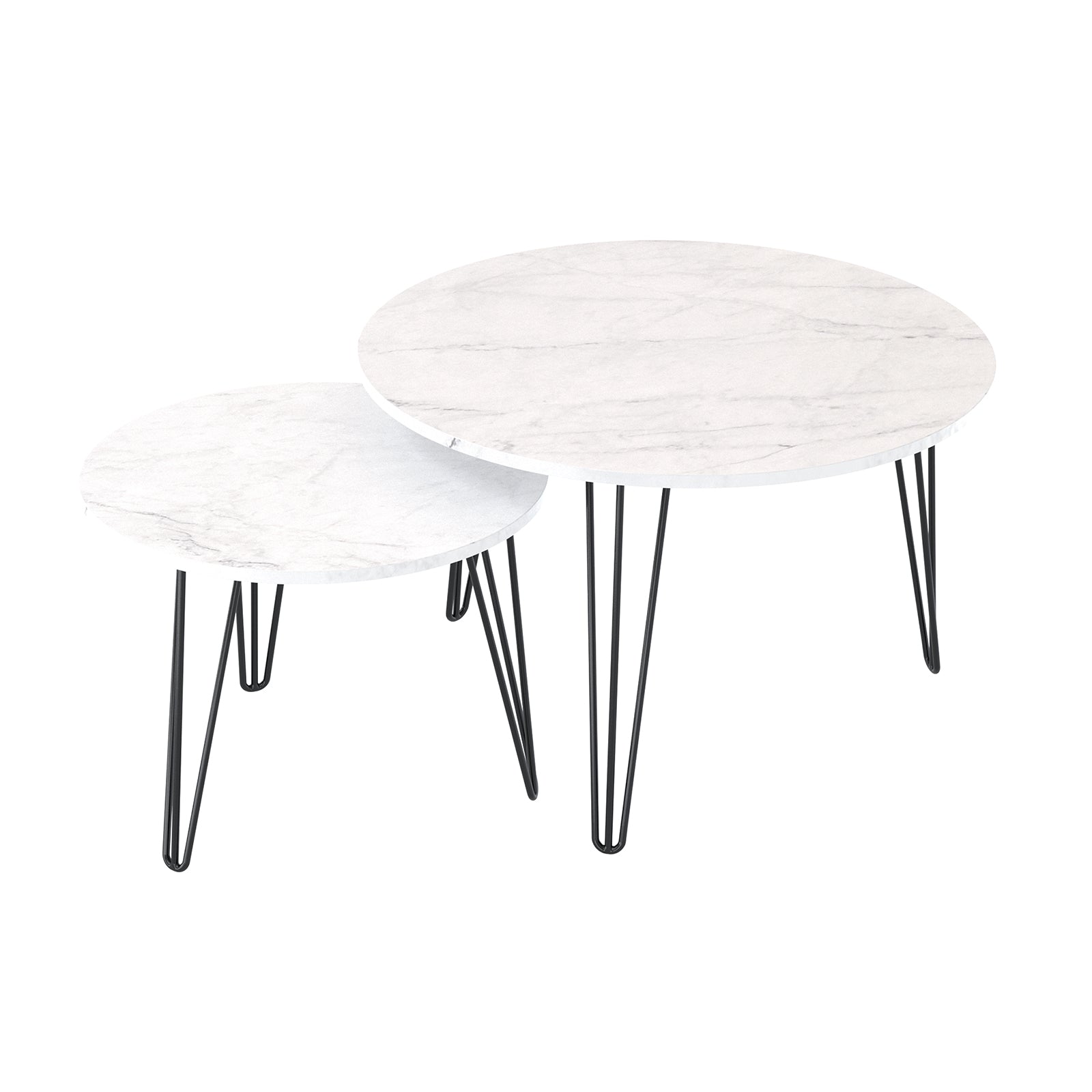 Coffee table with nested marble patterns (White)
