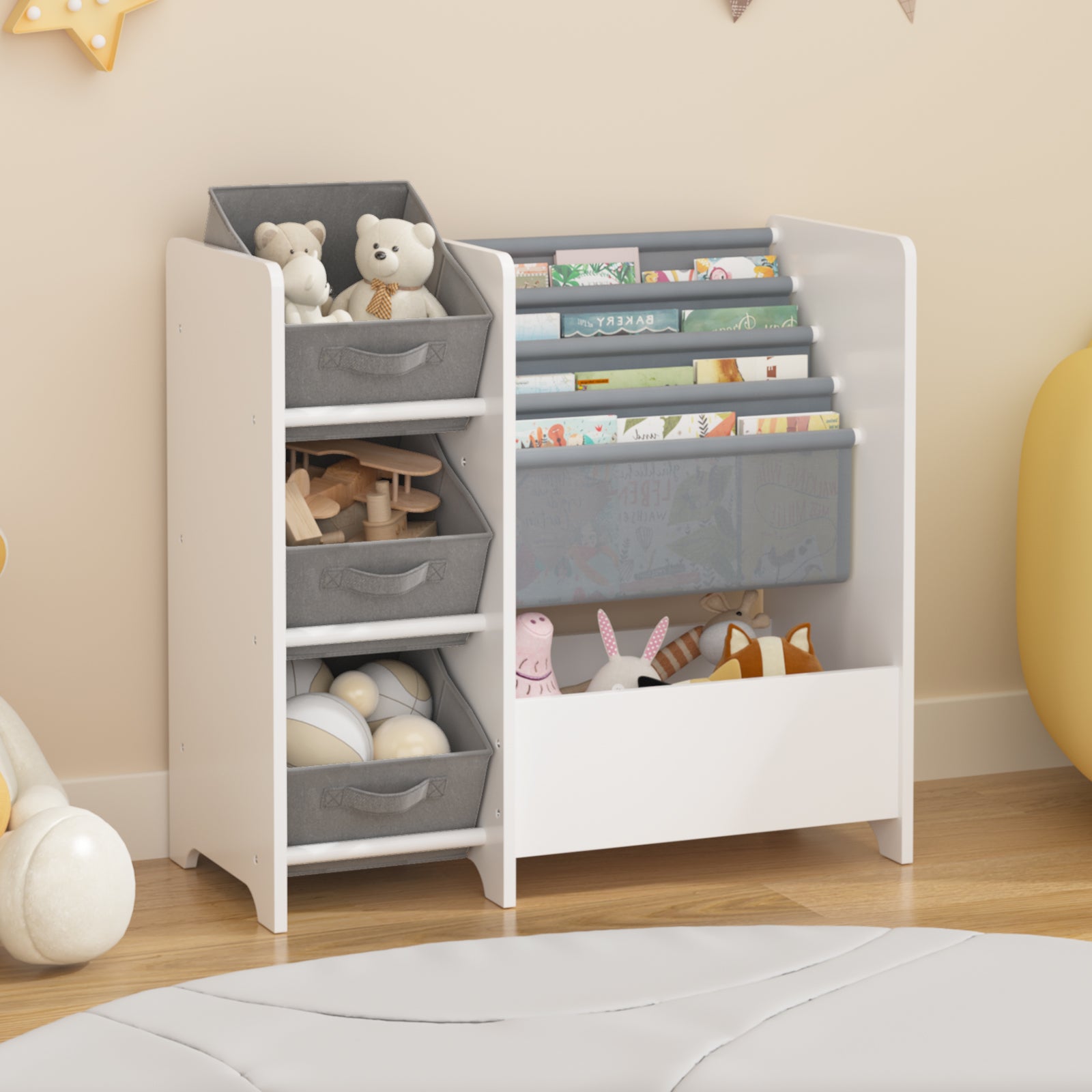 Multi-functional children's bookshelf and toy storage