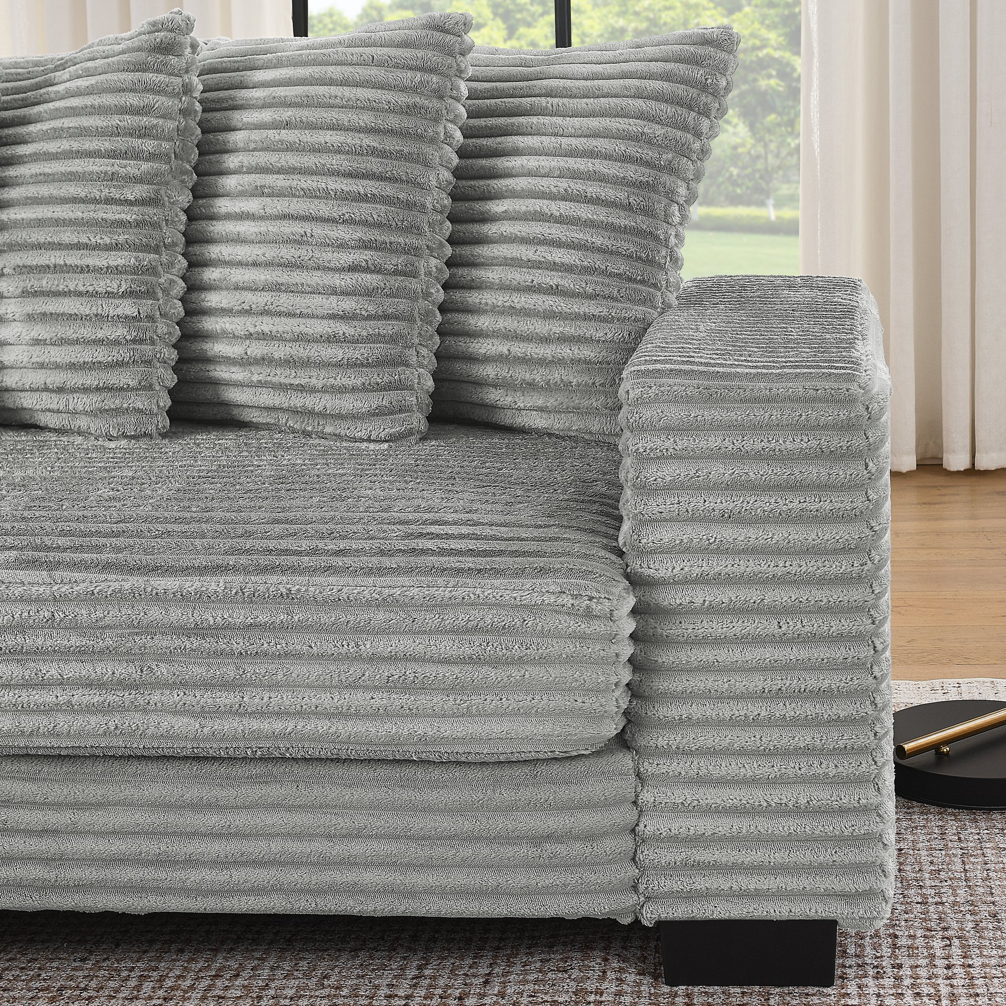 Combination sofa with a wick, velvet and soft cushion