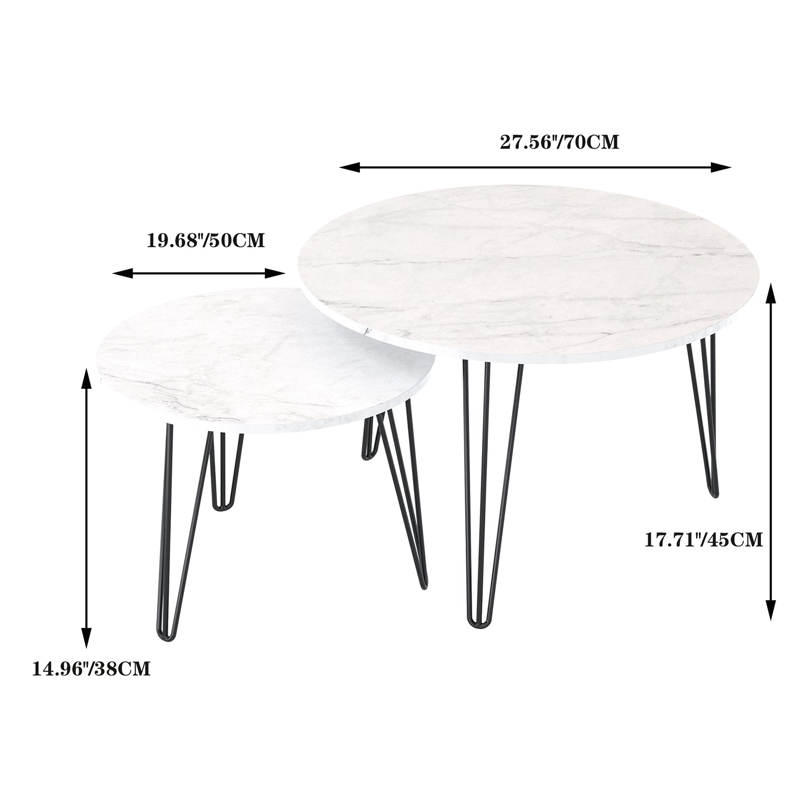Coffee table with nested marble patterns (White)