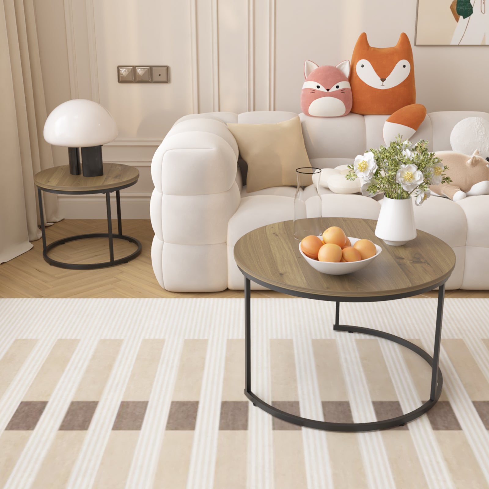 Circular nested coffee table(Brown)