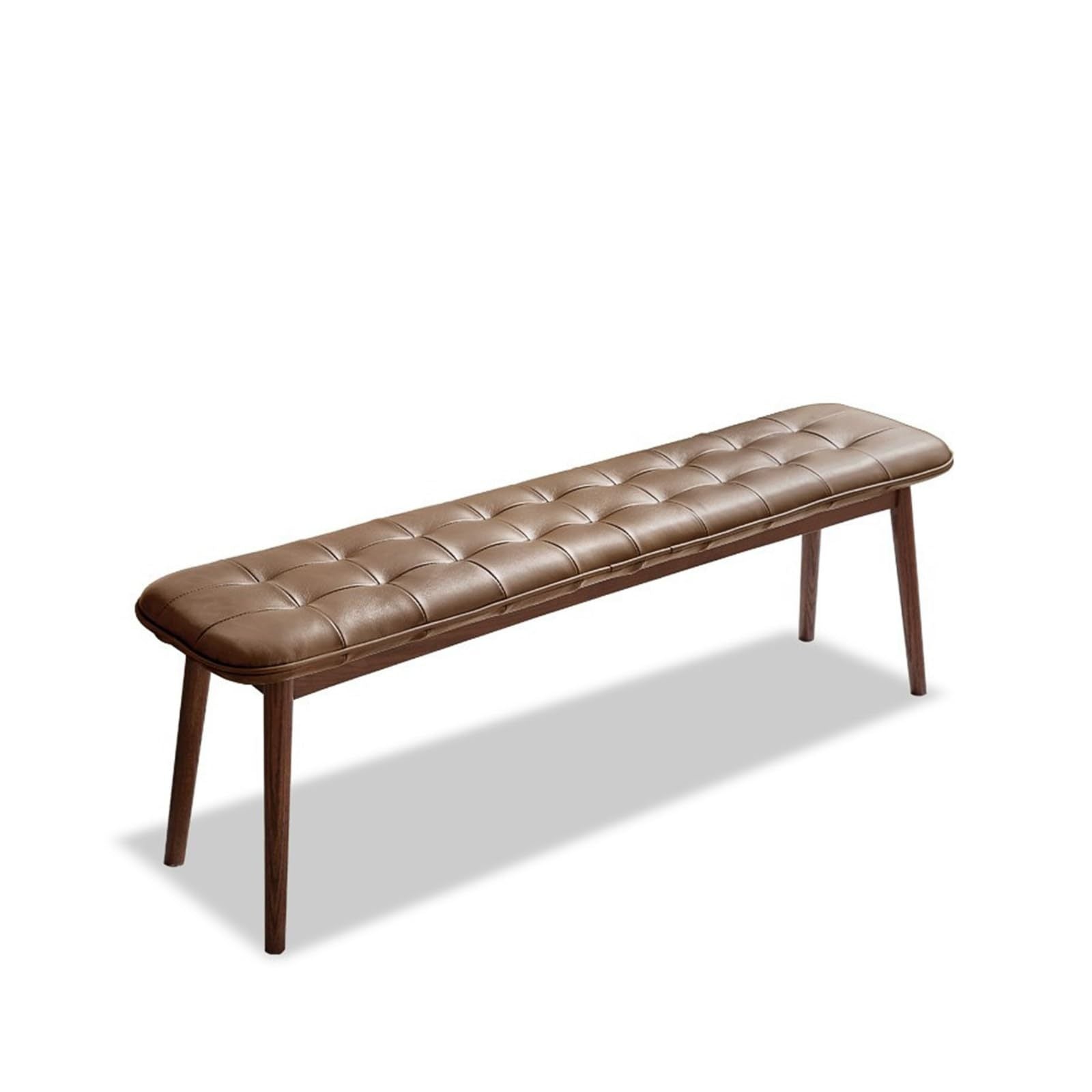 Genuine Top-Grain Leather Bench – FAS-Grade Oak Legs (Brown)