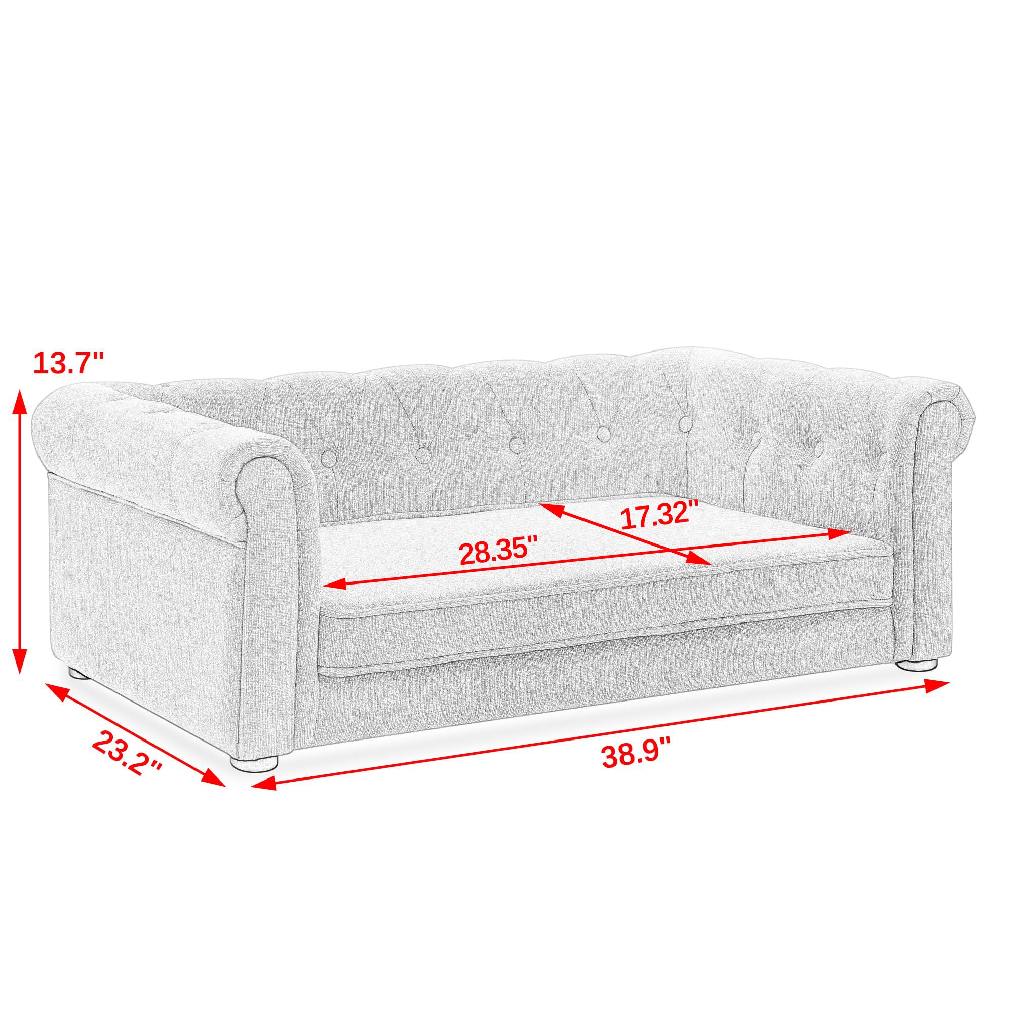 Dark grey medium and small-sized elevated dog sofa