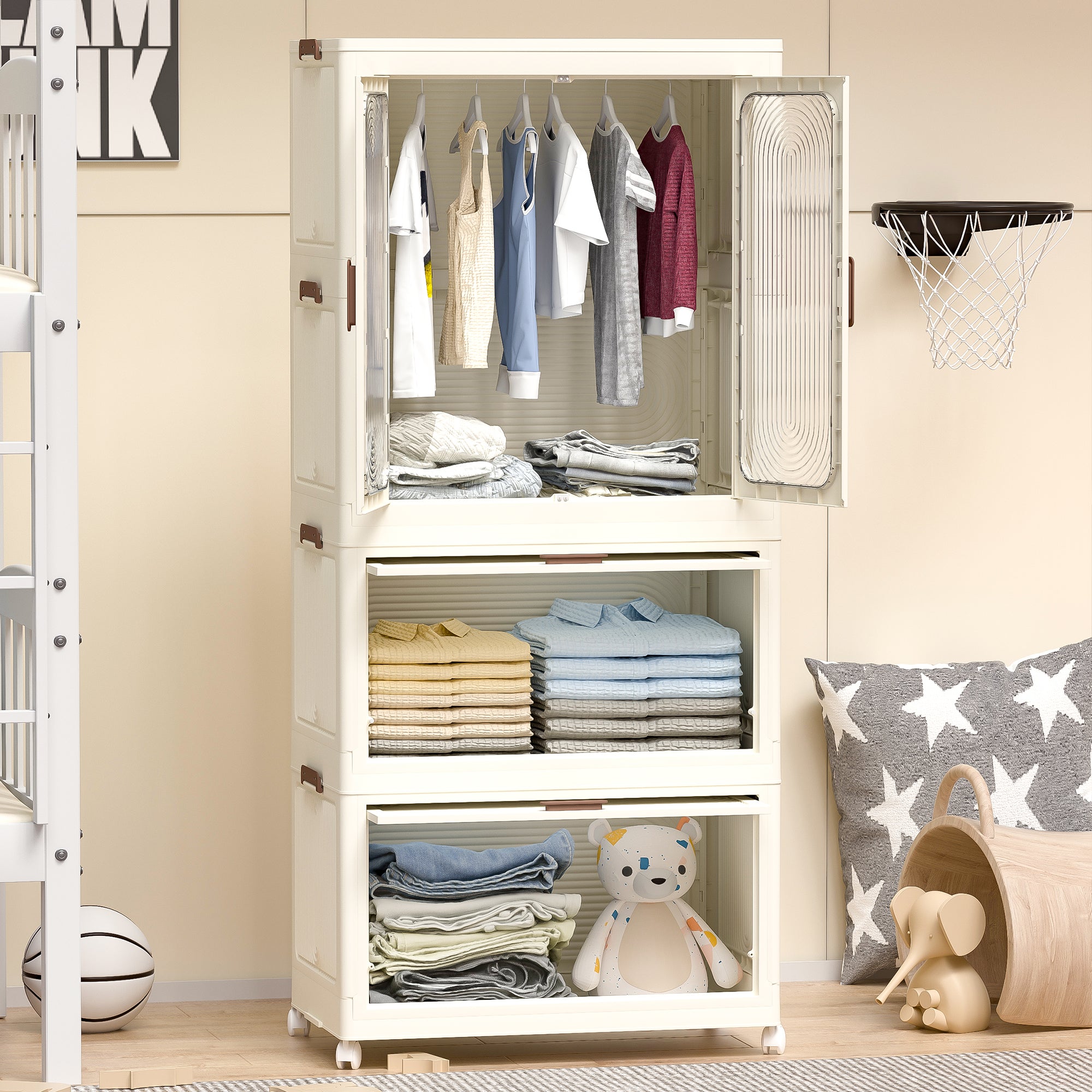 The off-white portable wardrobe storage organizer