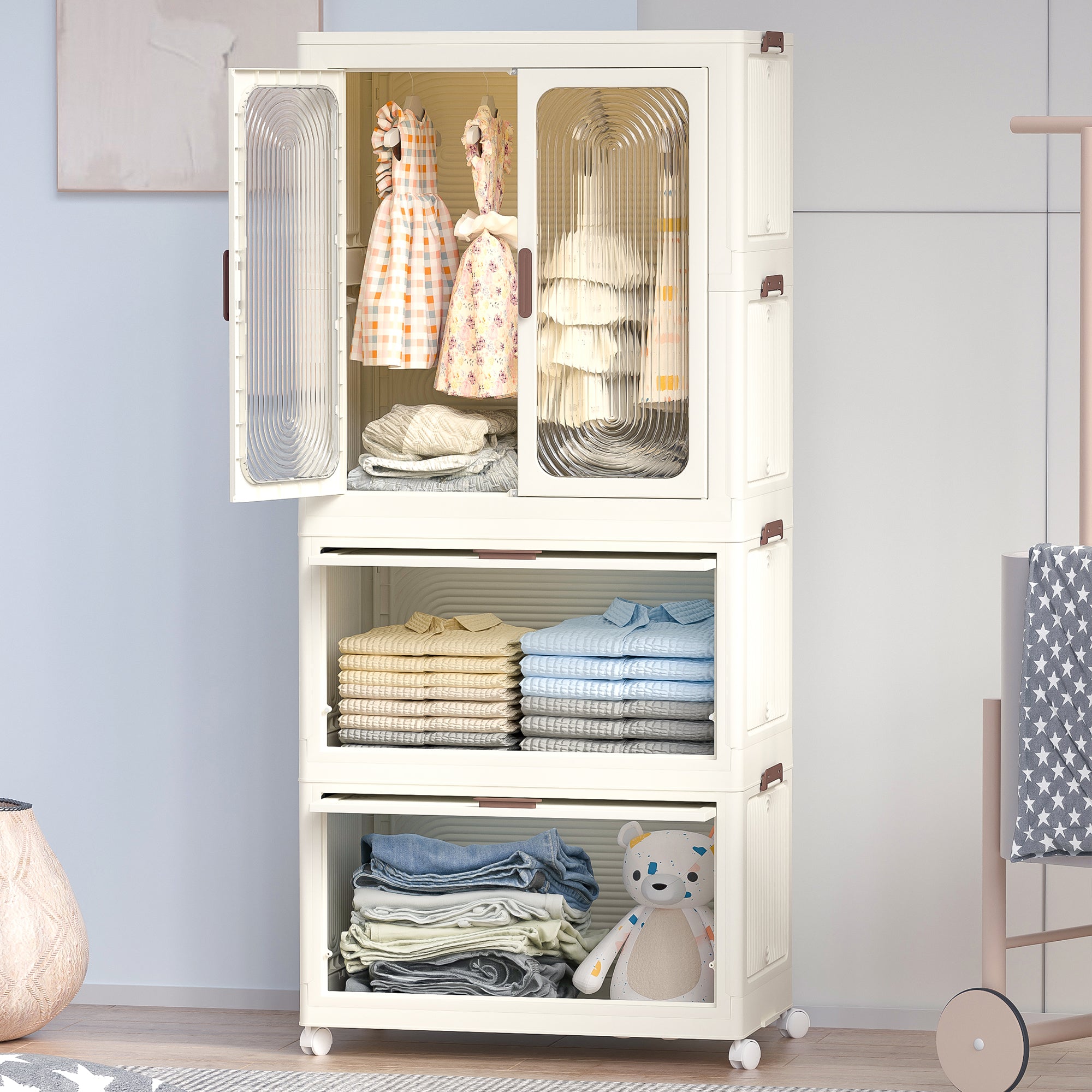 The off-white portable wardrobe storage organizer