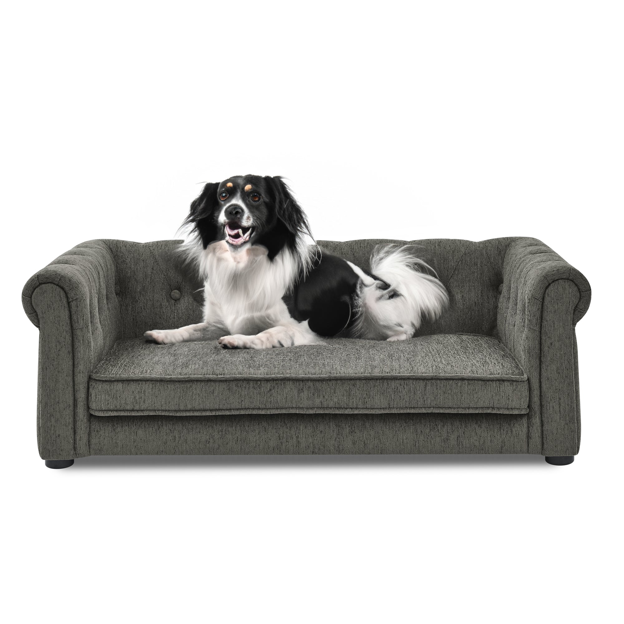 Dark grey medium and small-sized elevated dog sofa