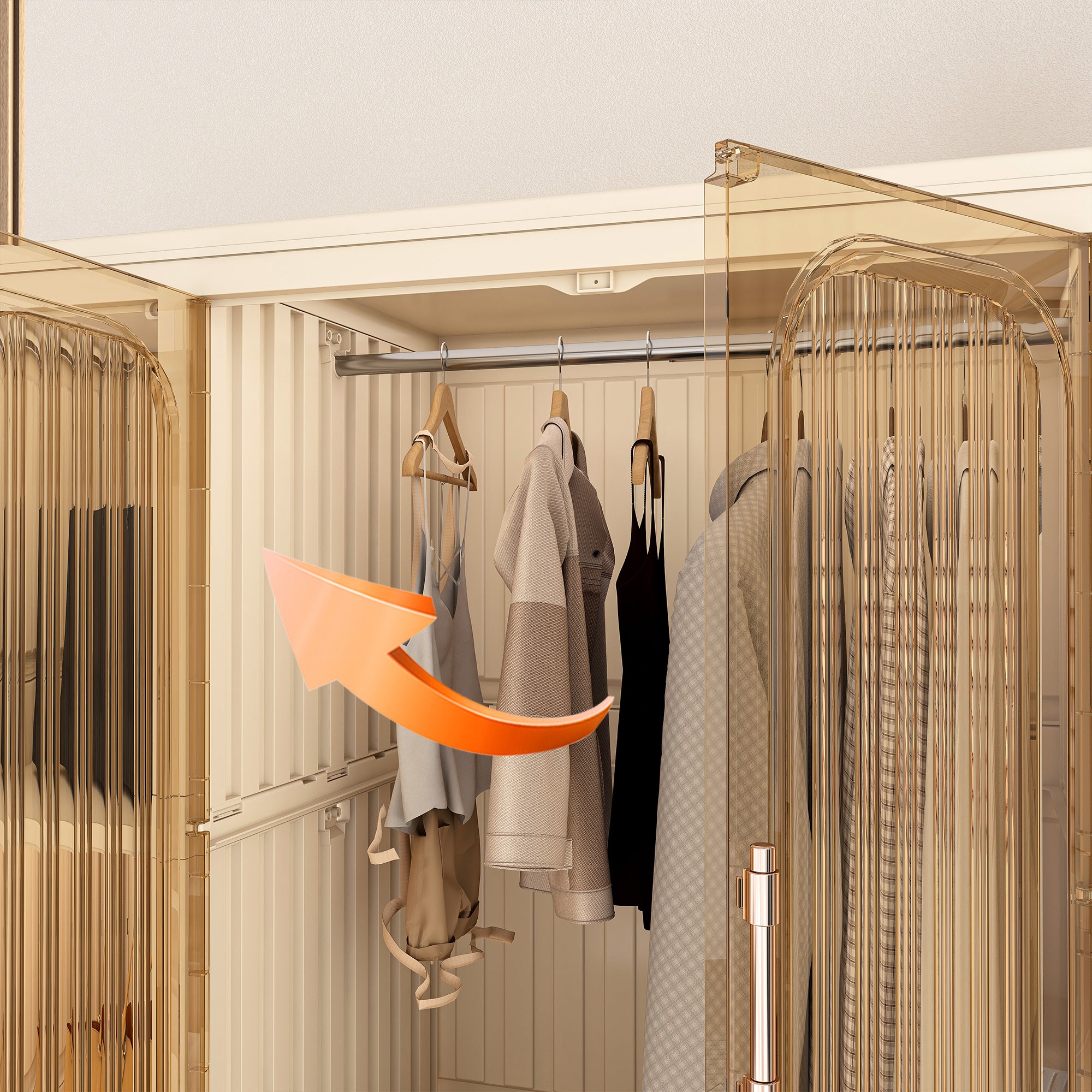 Three-layer white portable wardrobe, storage cabinet and dressing table
