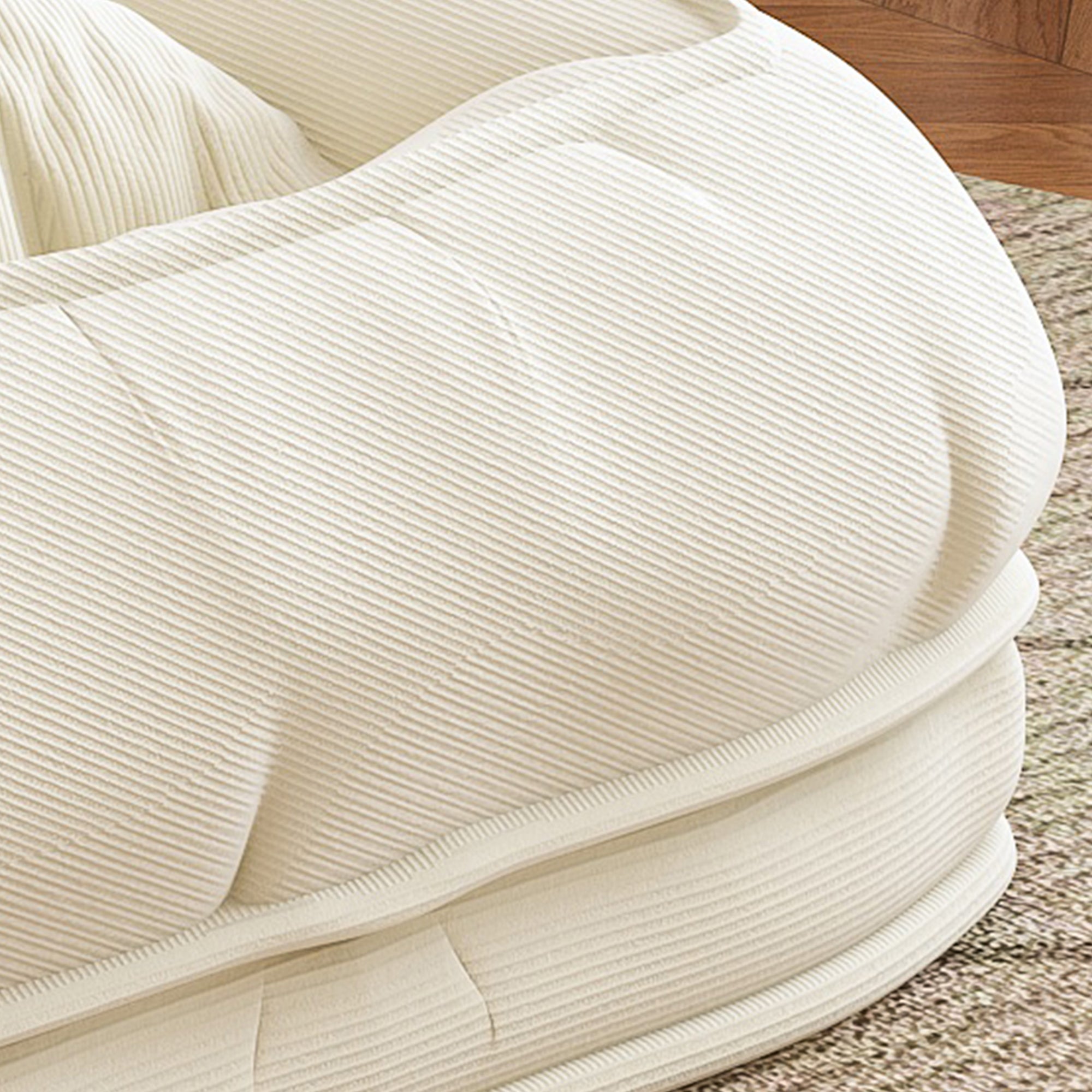 Foldable white sofa bed with soft cushions for people and pets