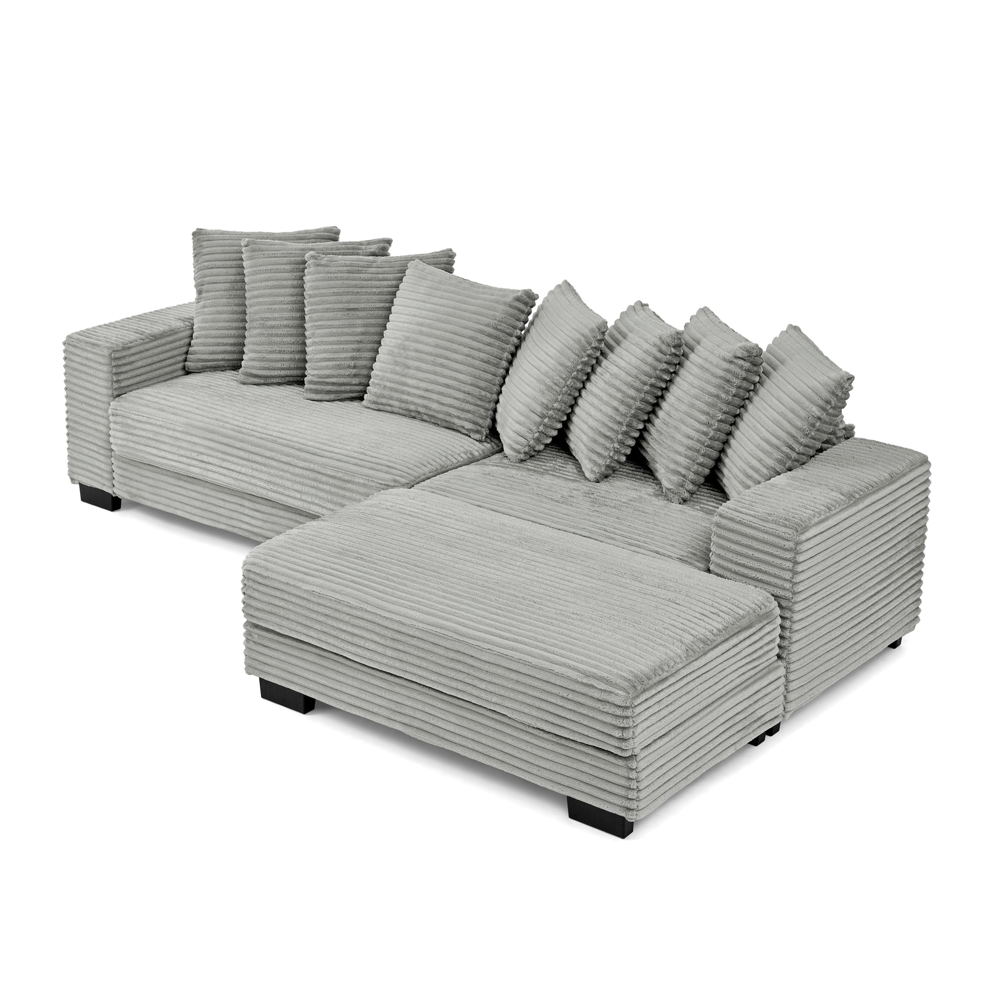 Combination sofa with a wick, velvet and soft cushion