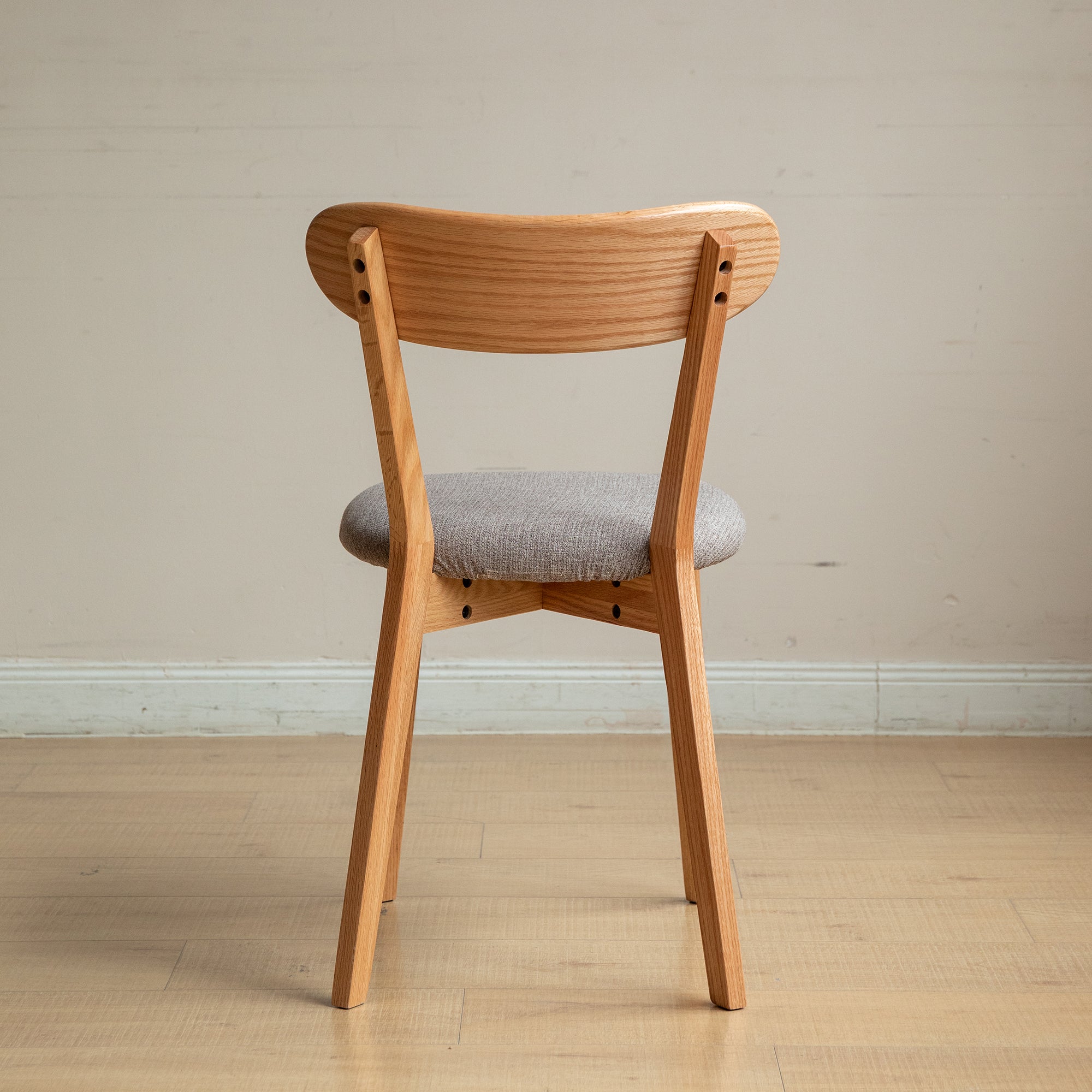Solid Oak Dining Chairs Set of 4(Oak+Smoky Brown)