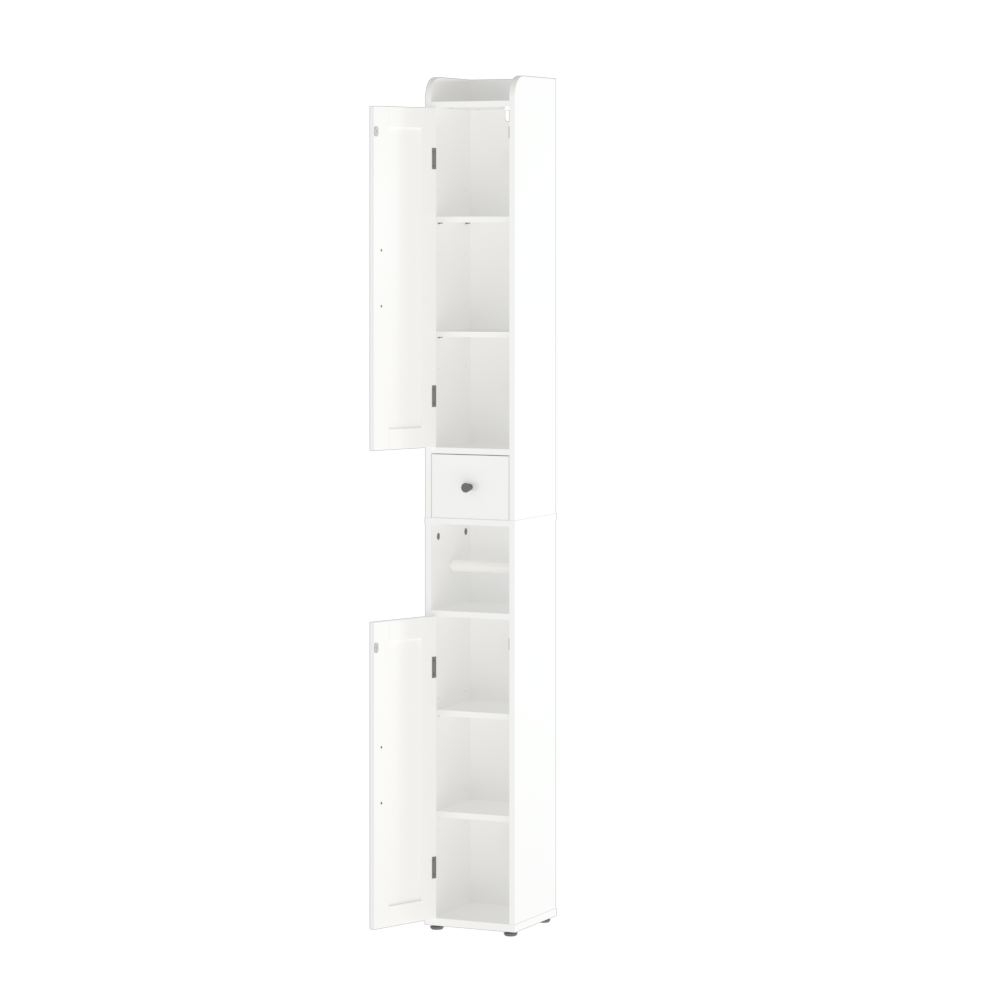 White adjustable bathroom storage cabinet