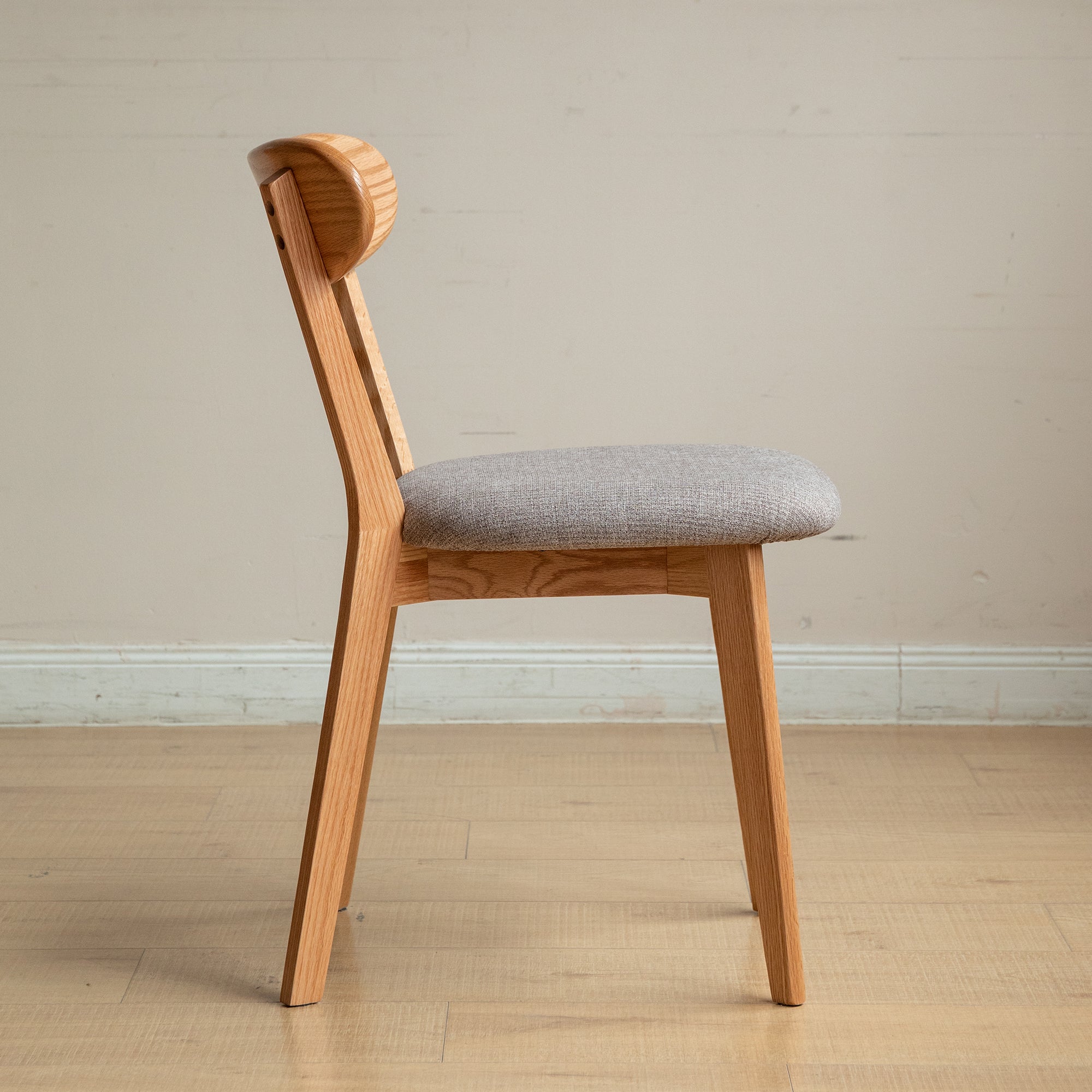 Solid Oak Dining Chairs Set of 4(Oak+Smoky Brown)