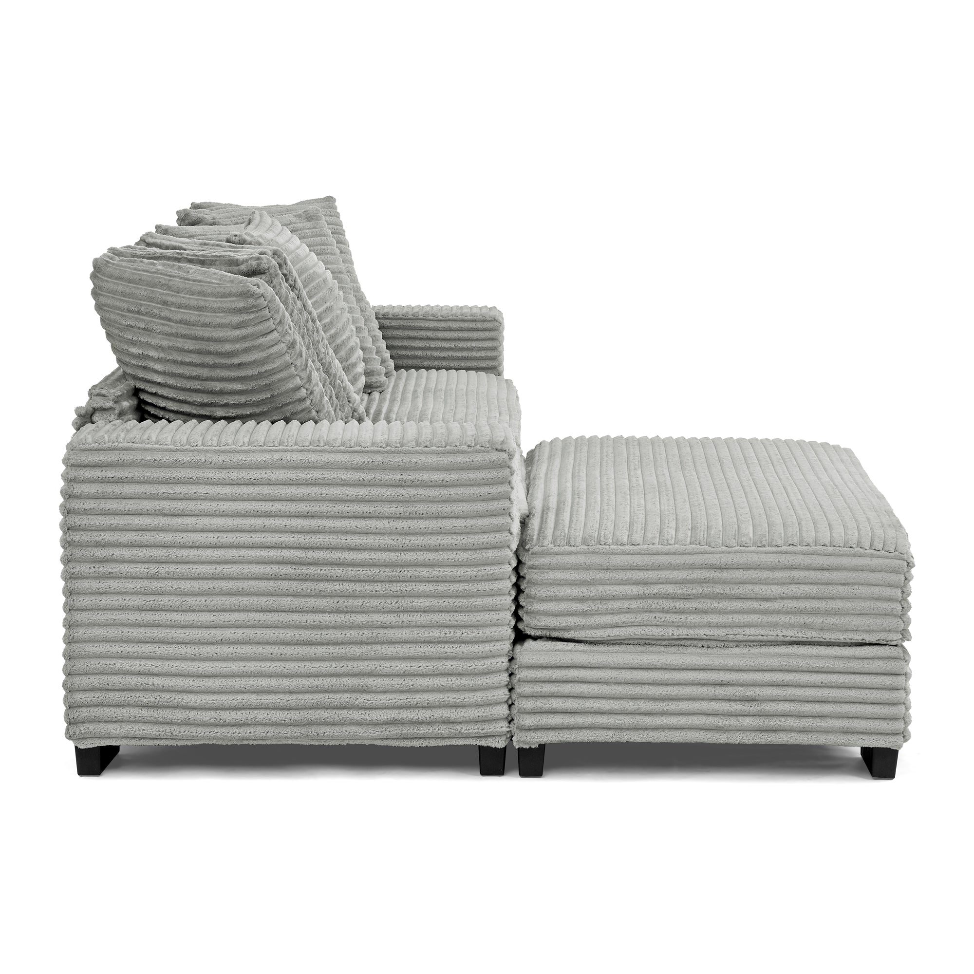 Combination sofa with a wick, velvet and soft cushion