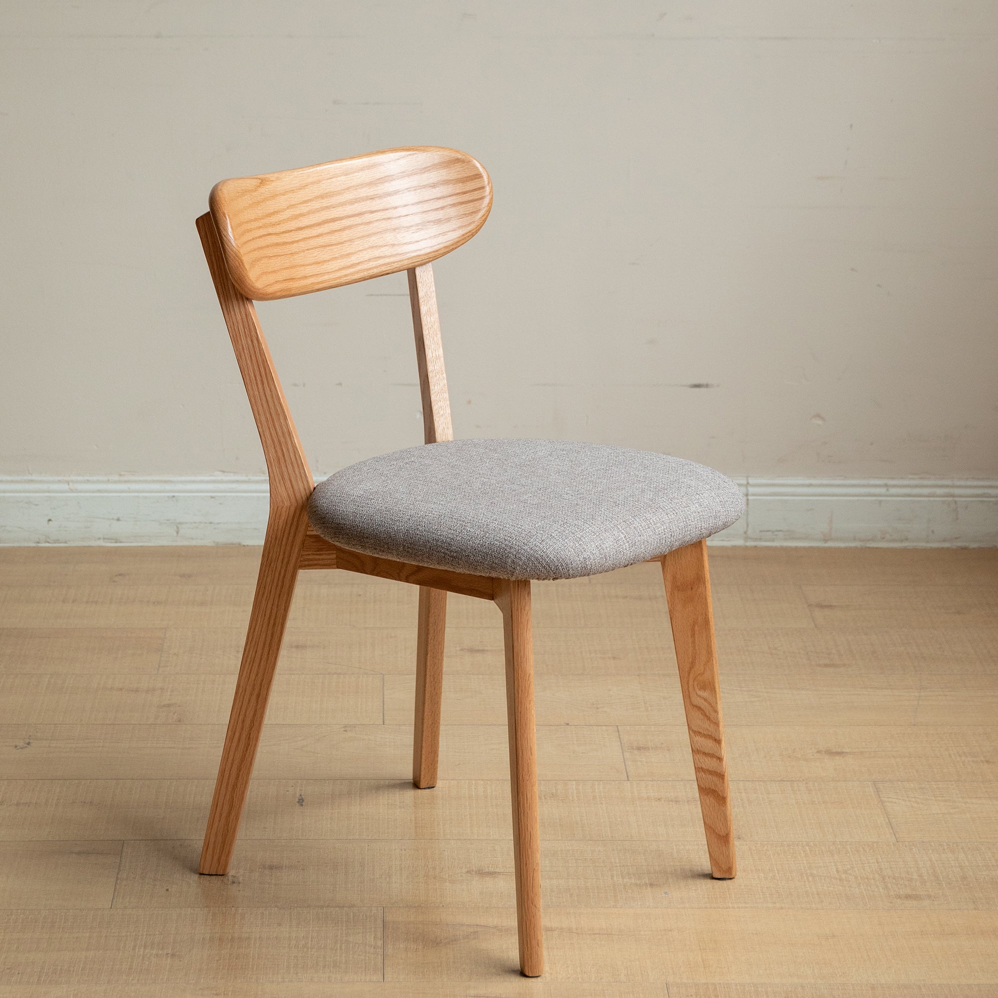 Solid Oak Dining Chairs Set of 4(Oak+Smoky Brown)