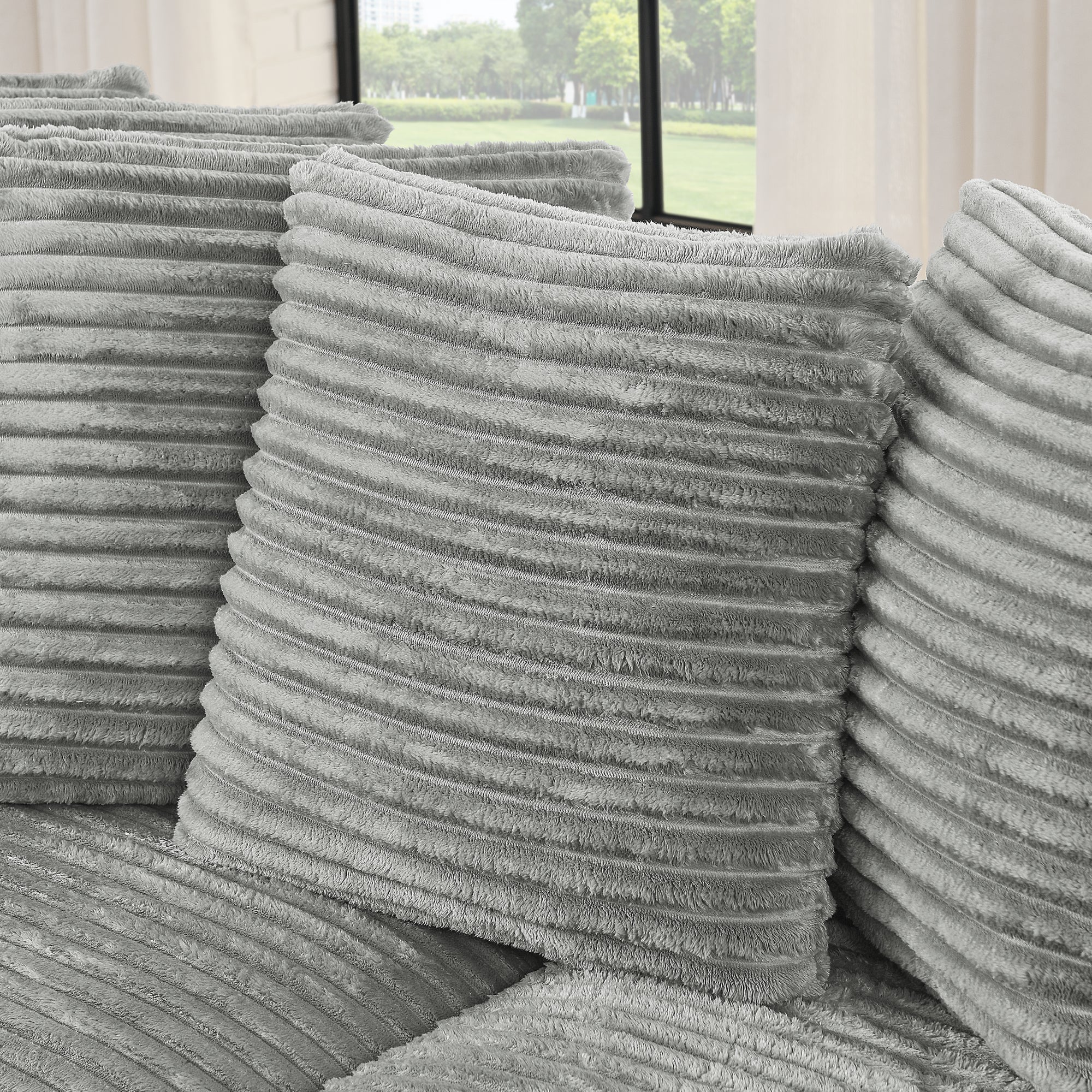 Combination sofa with a wick, velvet and soft cushion