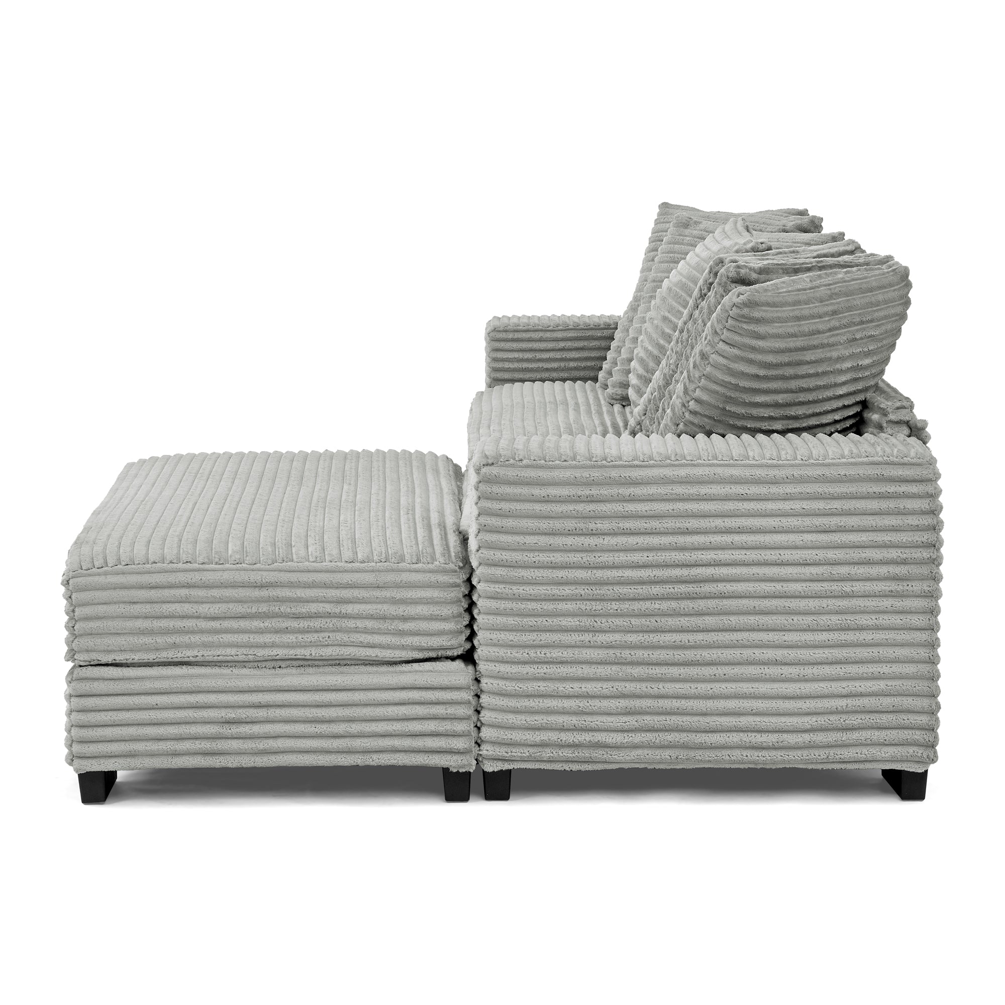 Combination sofa with a wick, velvet and soft cushion