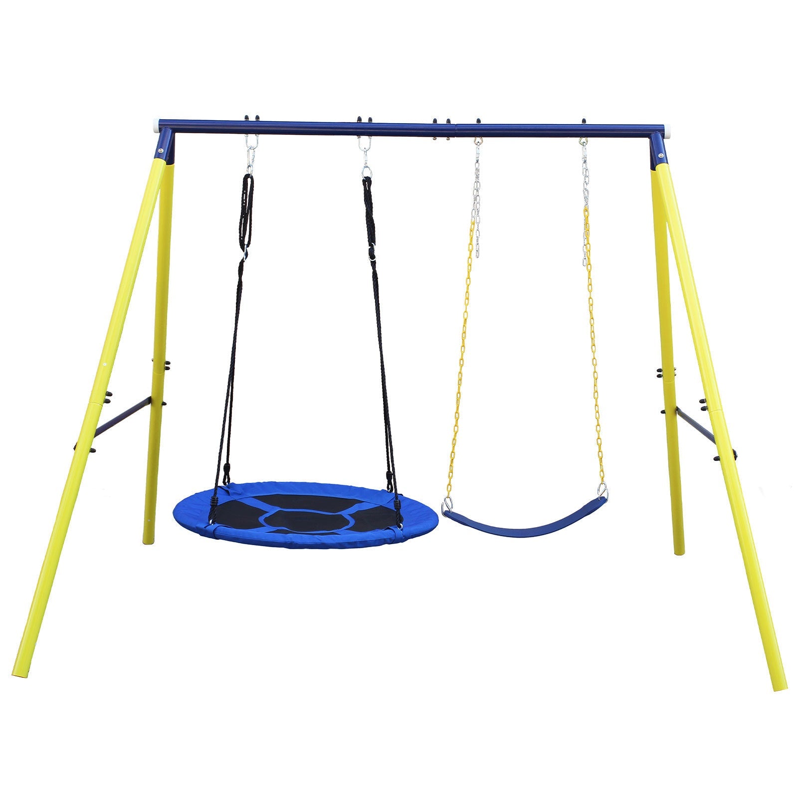 Indoor/Outdoor Metal Swing Set with Safety Belt for Backyard - KiKiUMi