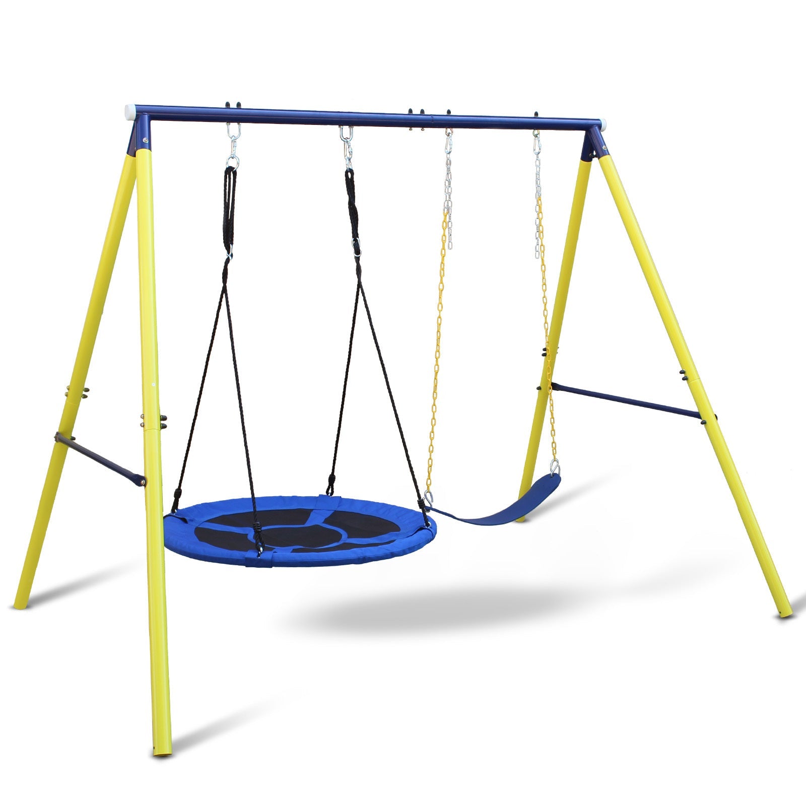 Indoor/Outdoor Metal Swing Set with Safety Belt for Backyard - KiKiUMi