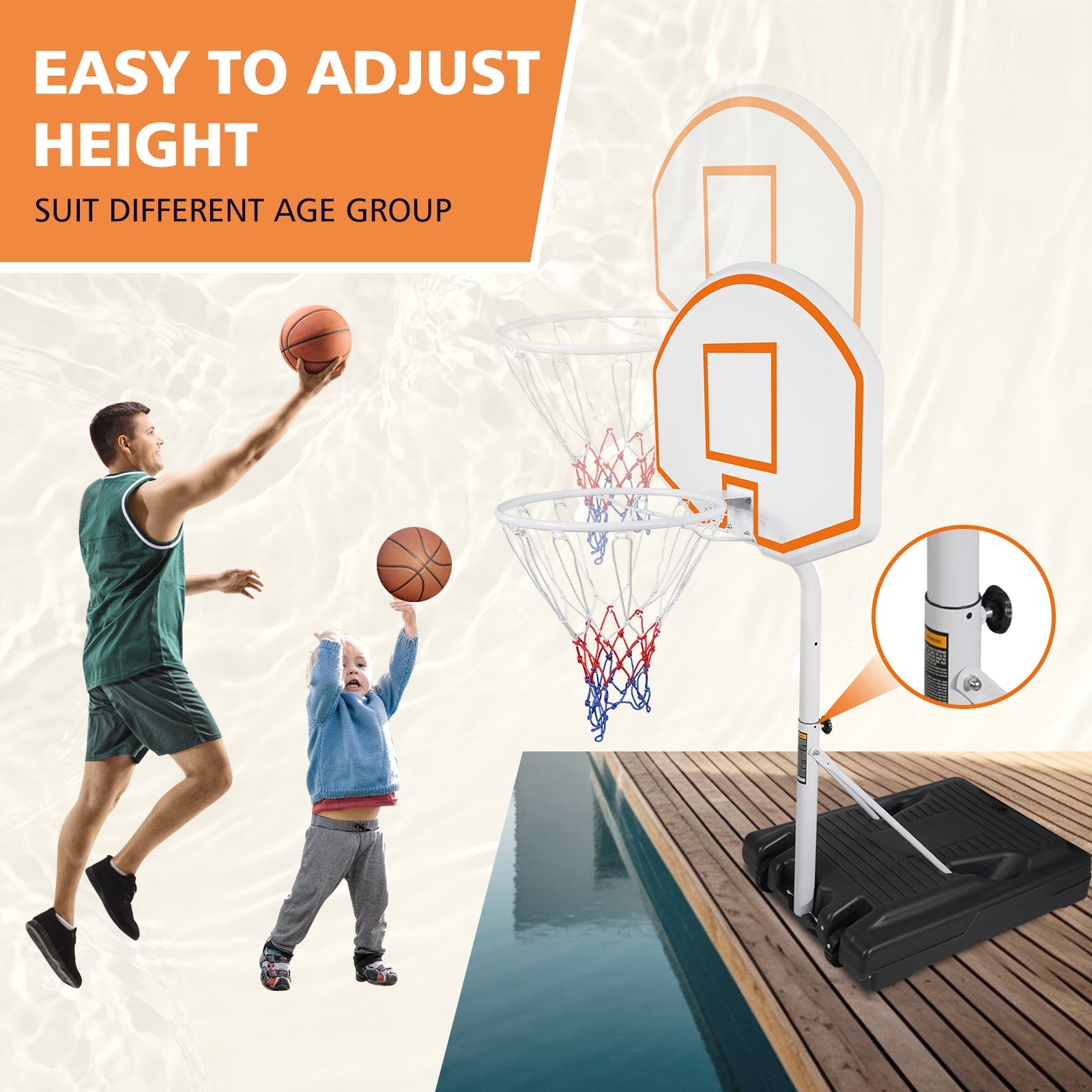 Orange 36 - inch basketball system - KiKiUMi