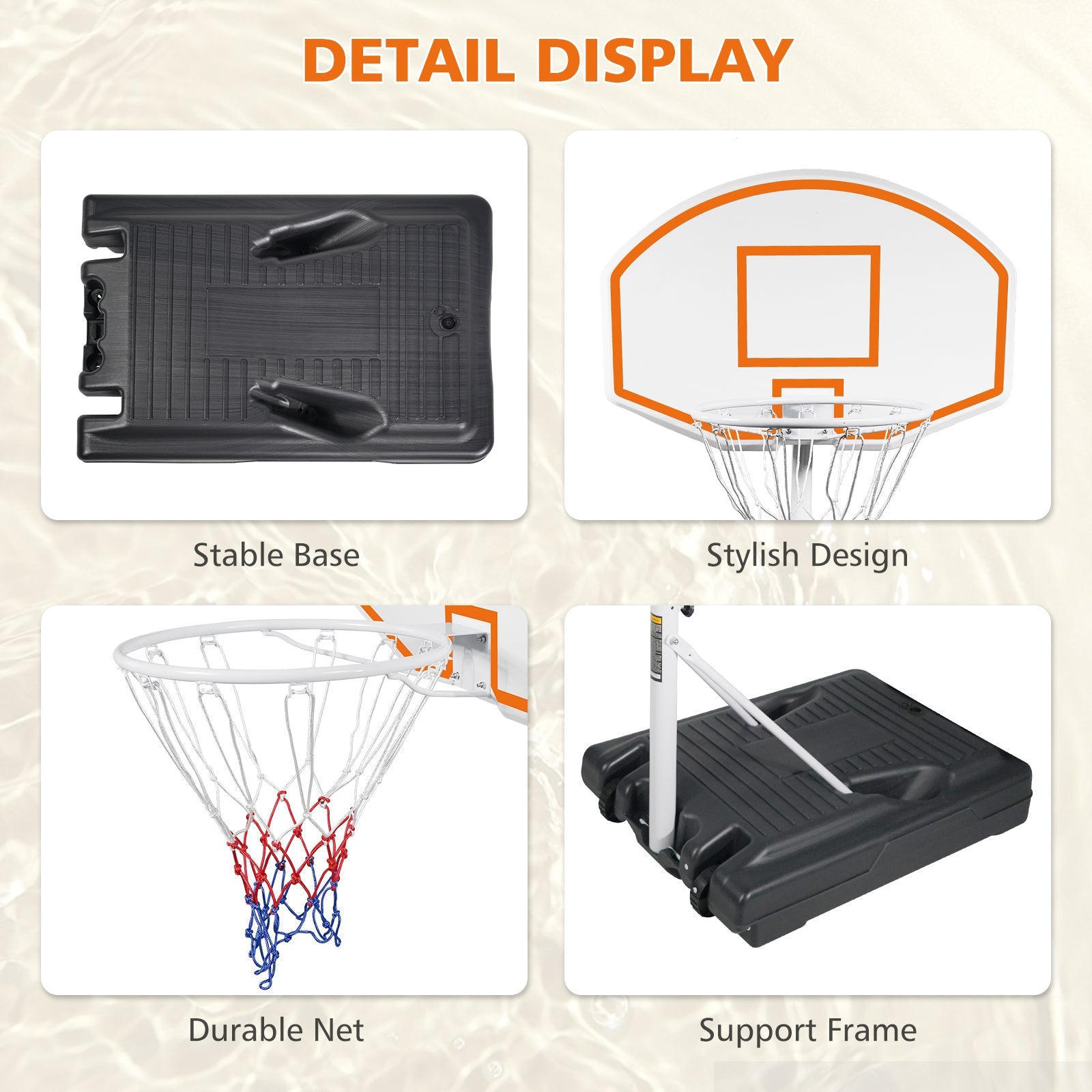 Orange 36 - inch basketball system - KiKiUMi