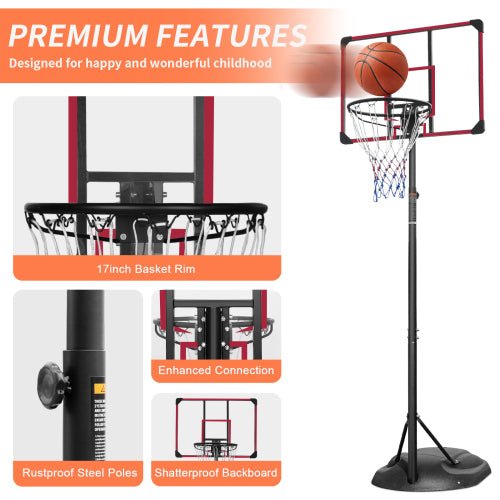 Red 32 - inch indoor and outdoor basketball backboard for young adults - KiKiUMi
