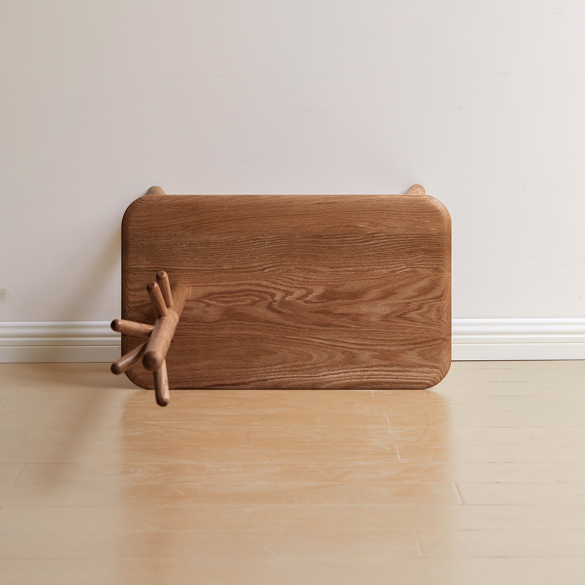 Walnut color natural solid wood shoe stool and clothes hanger - KiKiUMi