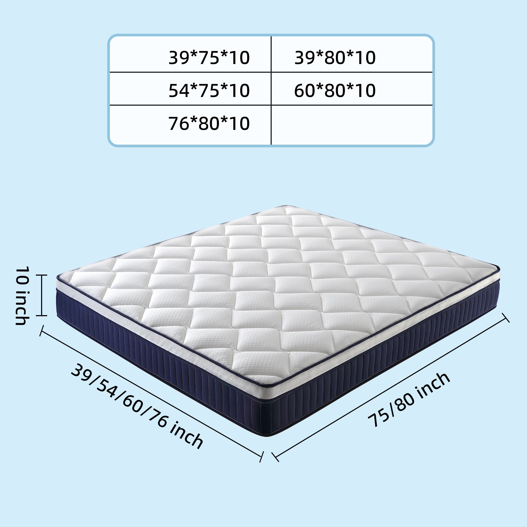 Medium-sized hybrid mattress memory foam mattress