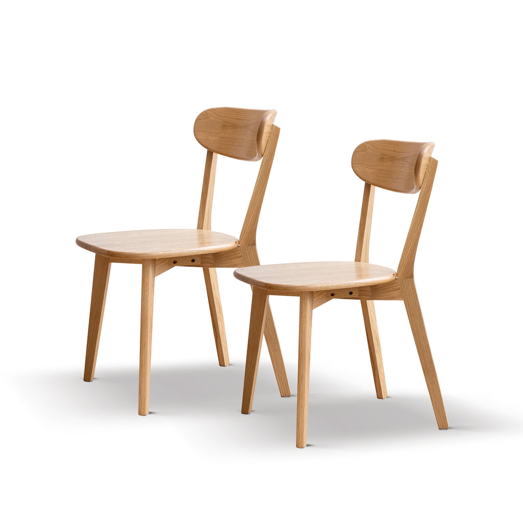 Solid Oak Dining Chairs Set of 2