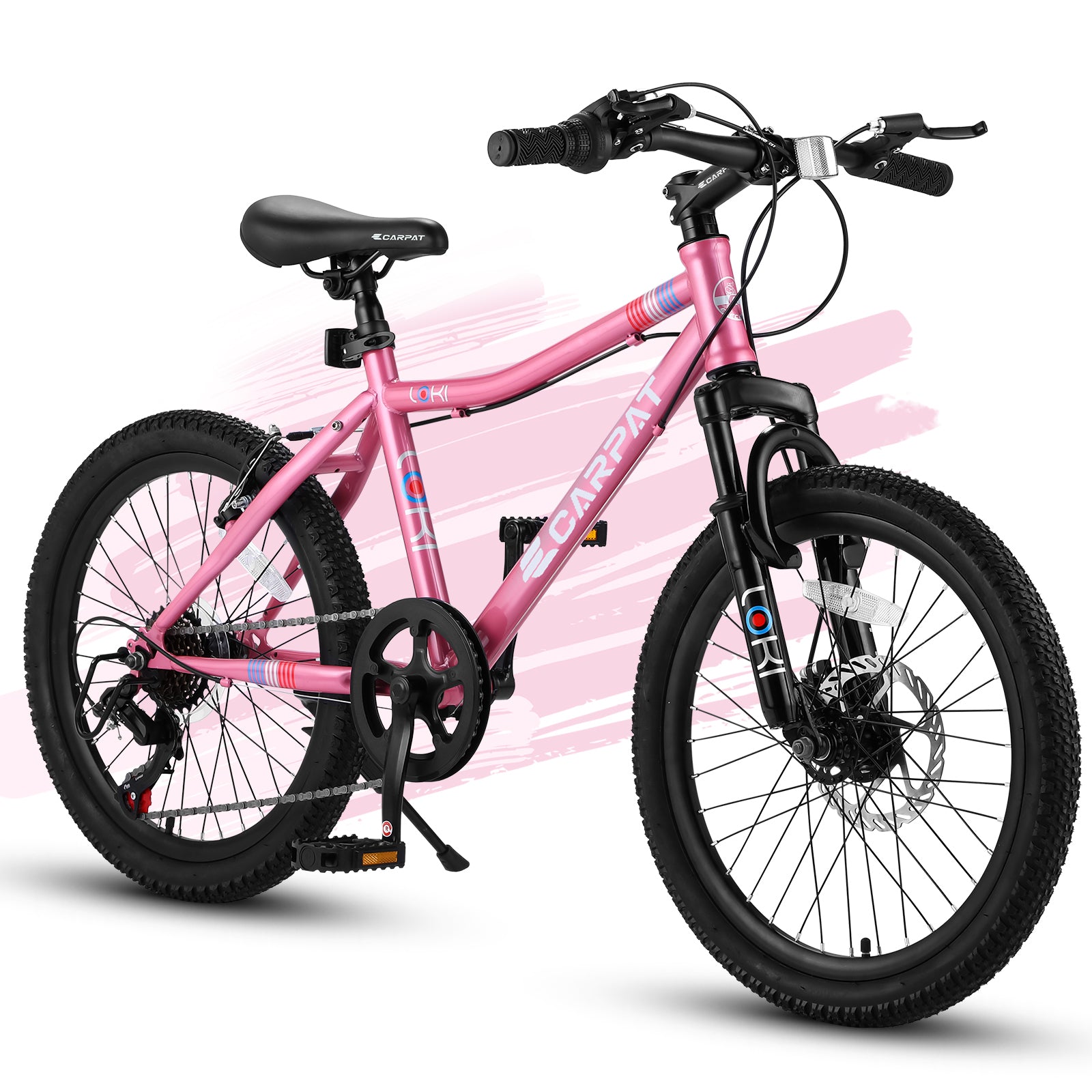 Pink 20-inch 7-speed mountain bike for children