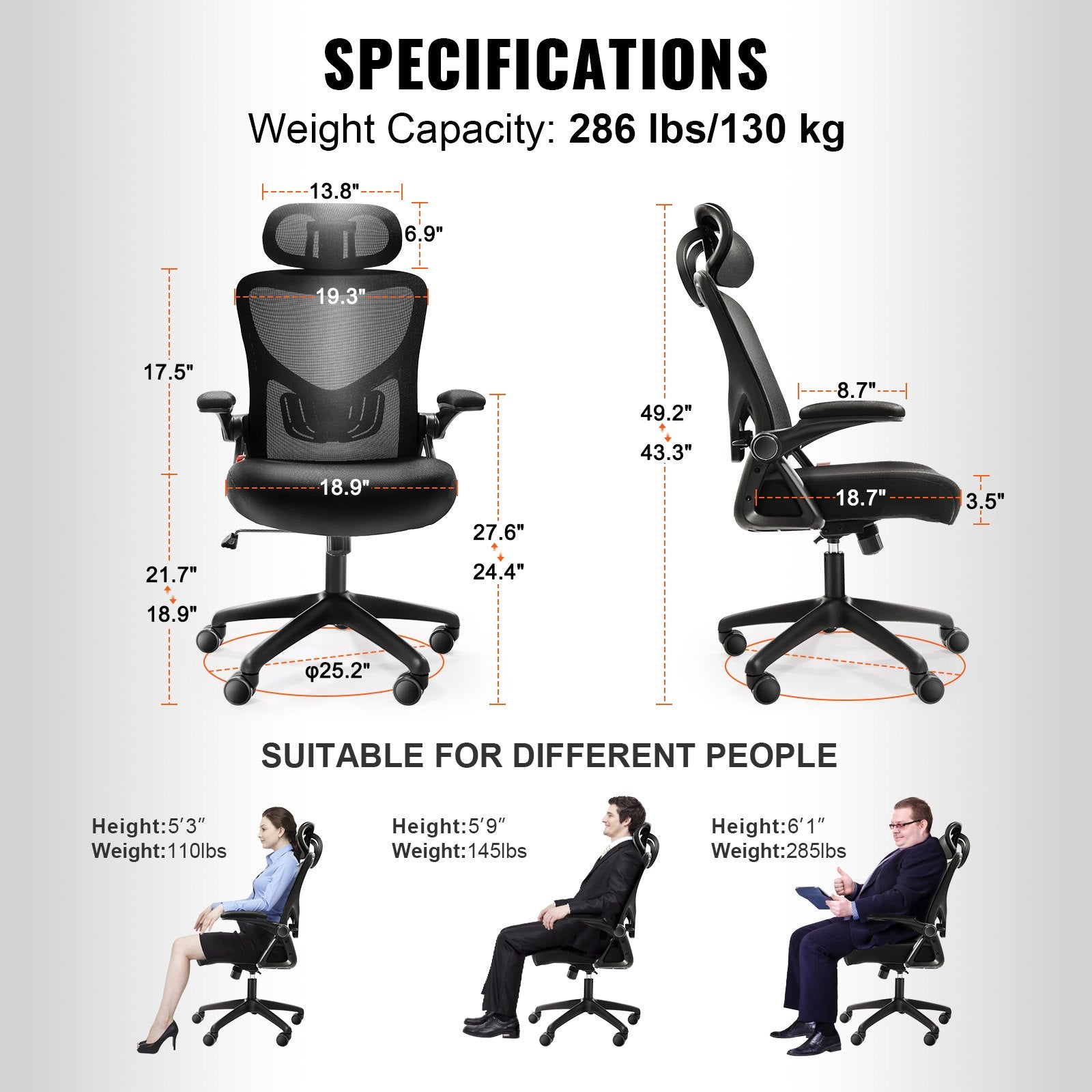 Ergonomic adjustable office chair suitable for multiple scenarios（natural）