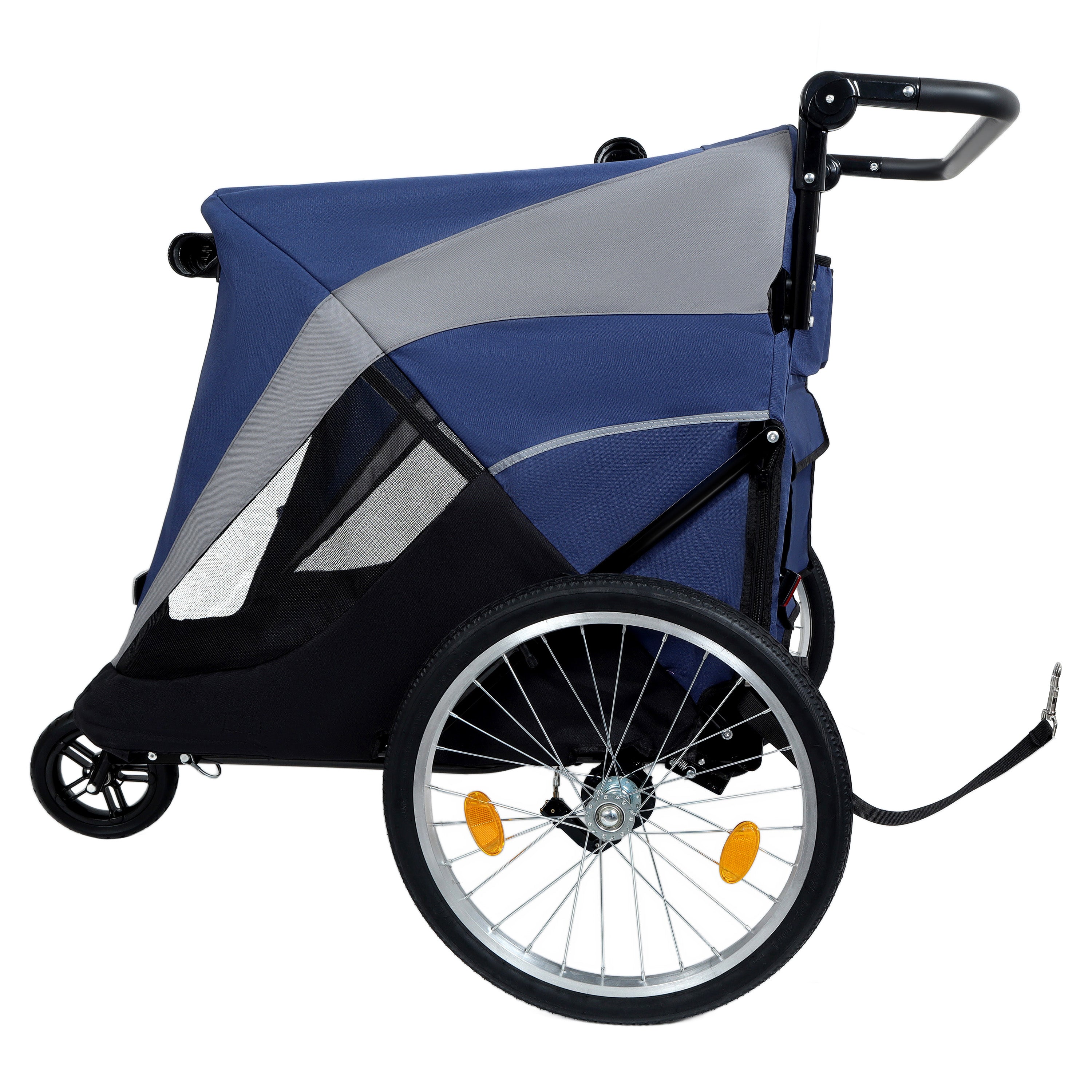 Detachable 2-in-1 pet bicycle trailer and stroller(Black+Blue)