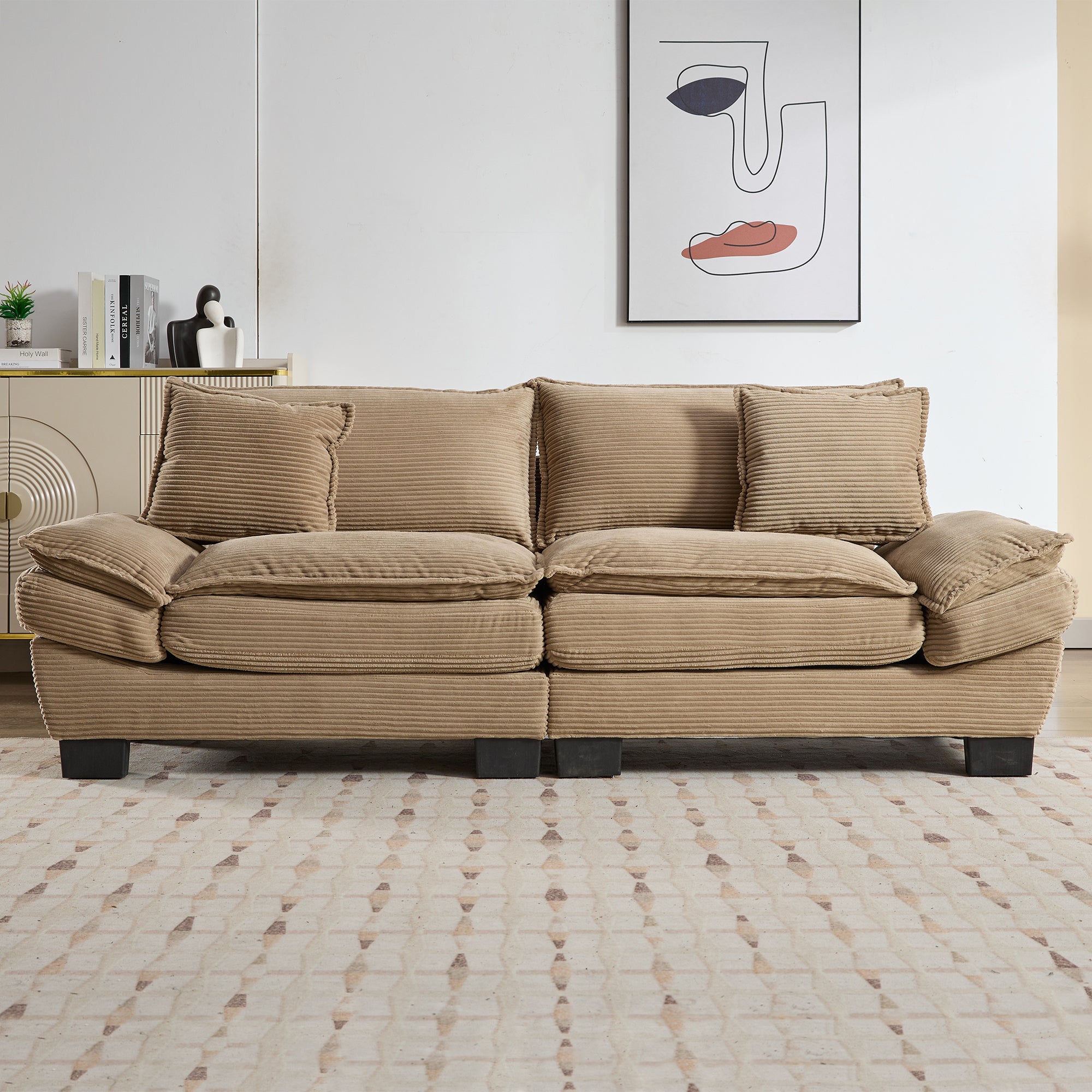 Corduroy sofas suitable for multiple scenarios. (khaki)