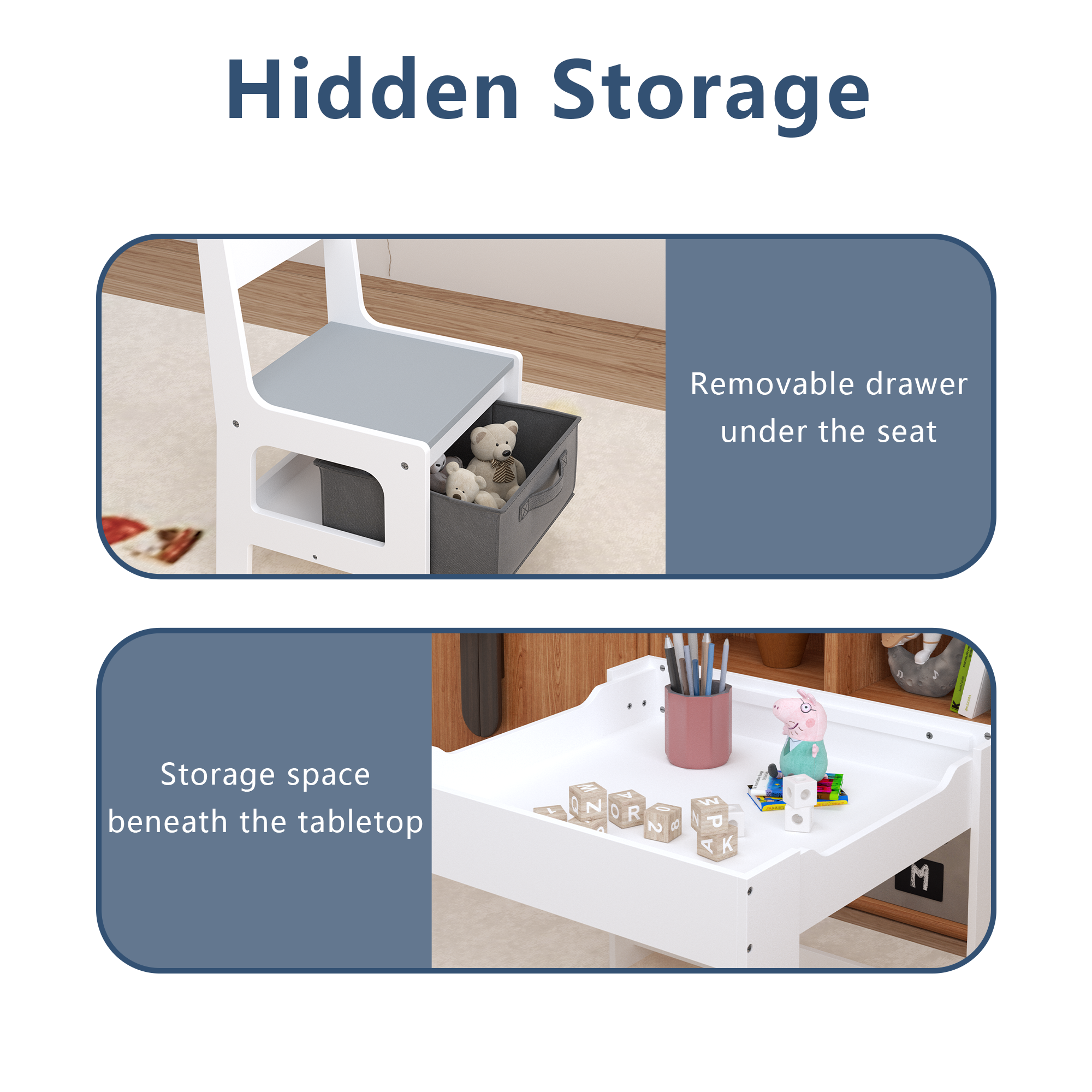 3-in-1 wooden children's table and chair set