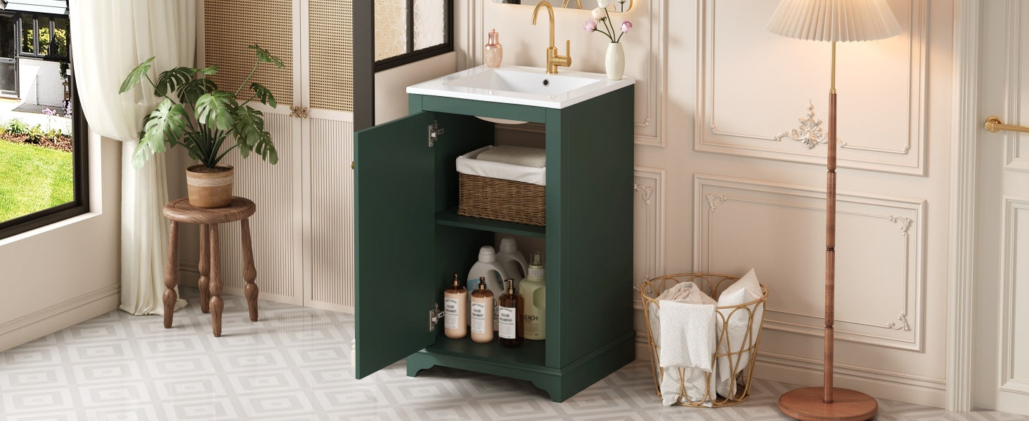 Modern style 20-inch green ceramic sink bathroom dressing table