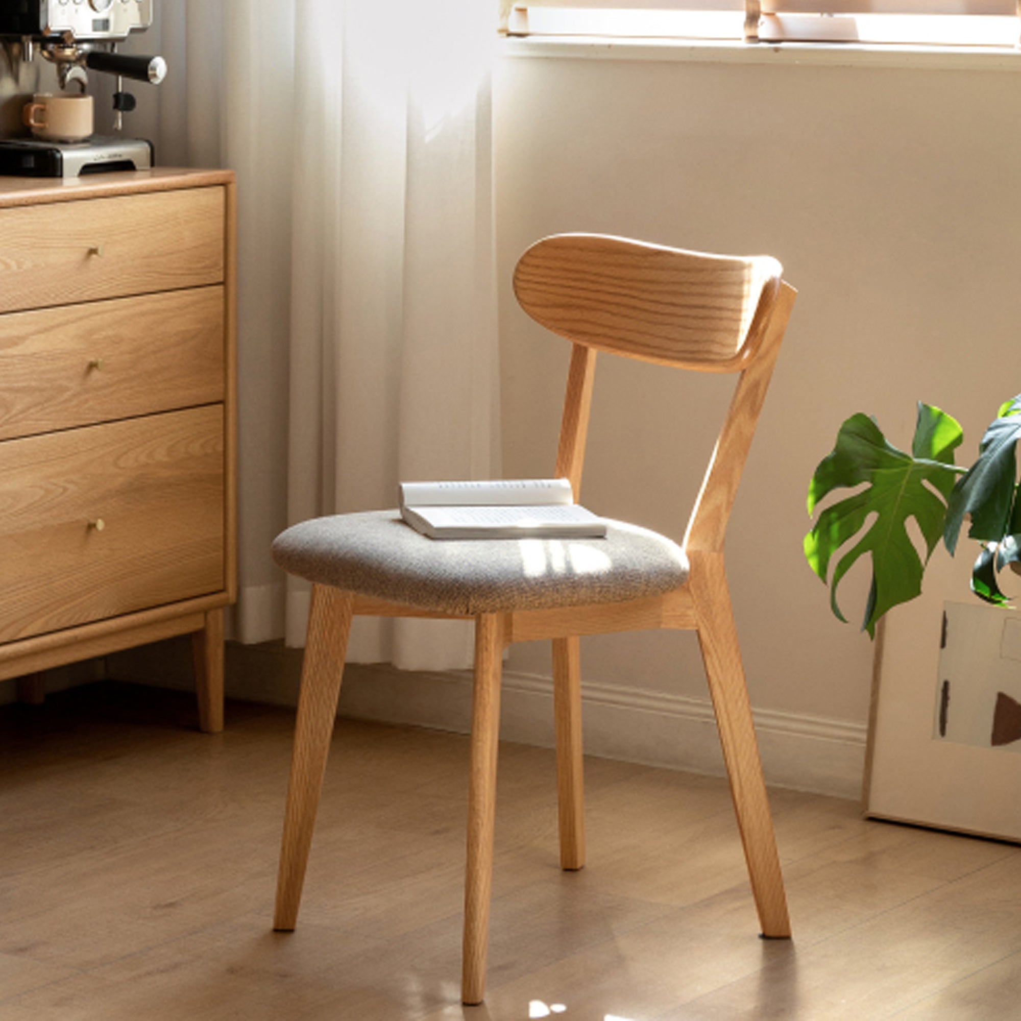 Solid oak dining chairs(Oak+Pear White)