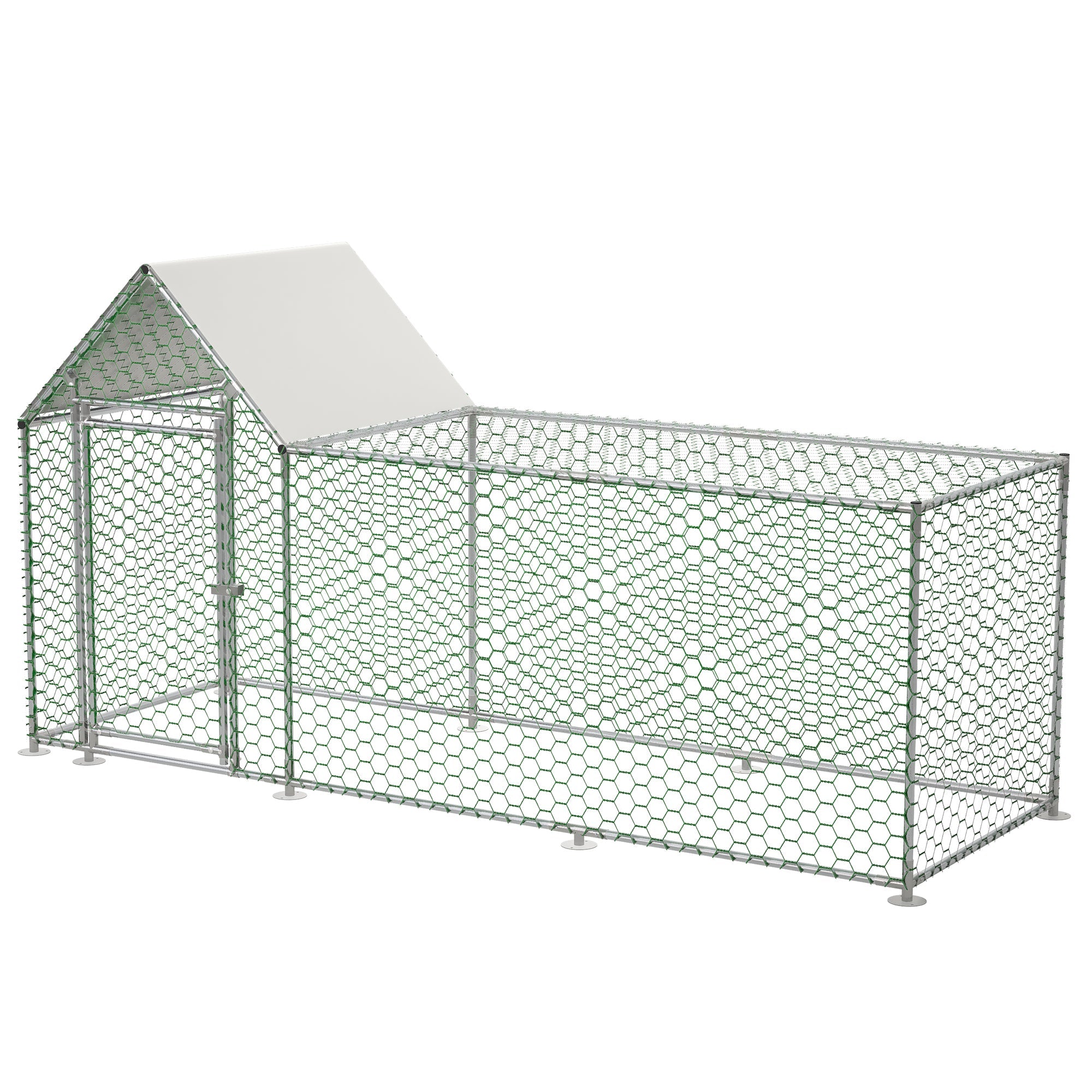 10x3FT Metal Chicken Coop Run Backyard Hen House Poultry Habitat Cage w/Cover - KiKiUMi
