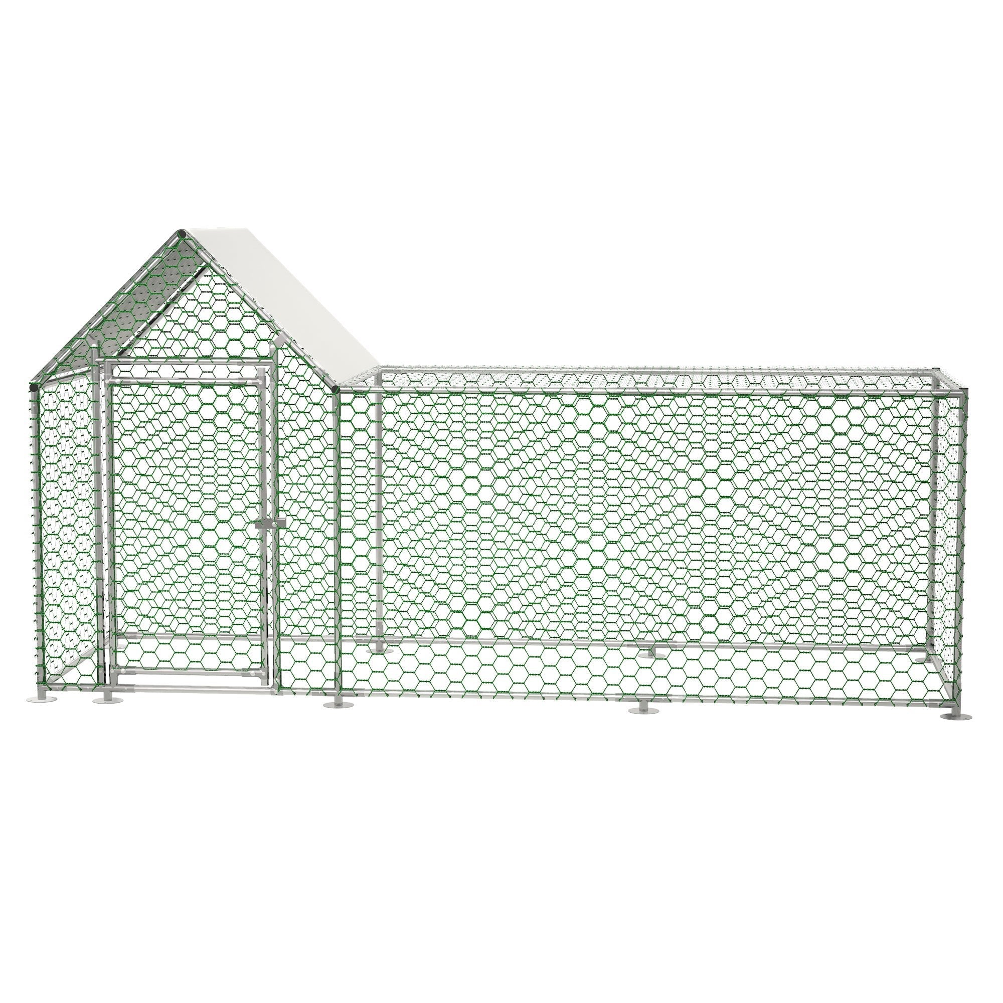 10x3FT Metal Chicken Coop Run Backyard Hen House Poultry Habitat Cage w/Cover - KiKiUMi