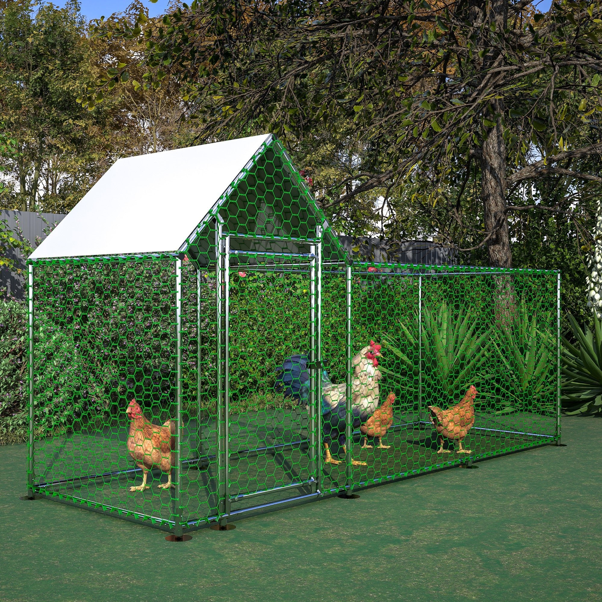 10x3FT Metal Chicken Coop Run Backyard Hen House Poultry Habitat Cage w/Cover - KiKiUMi