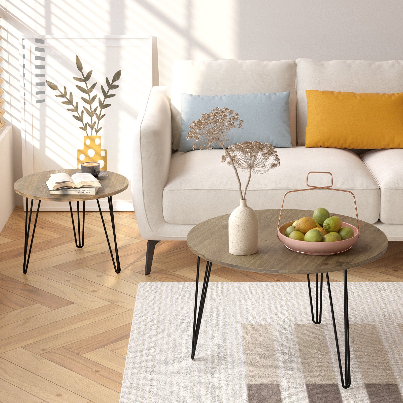 Coffee table with nested marble patterns (Brown)