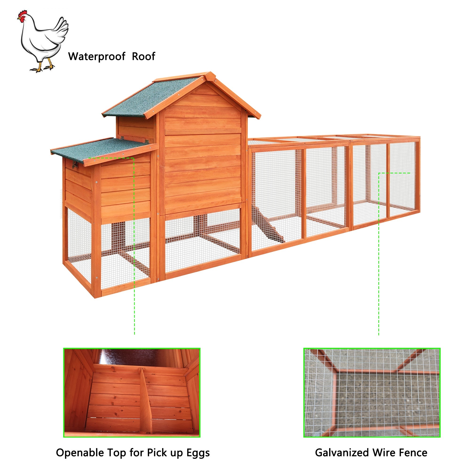 122＂Large Wooden Chicken Coop - KiKiUMi