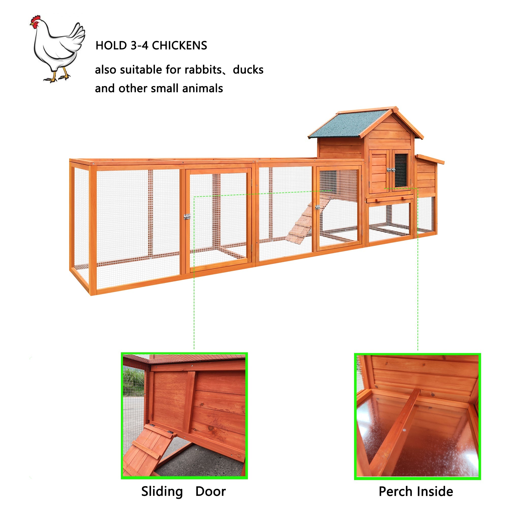 122＂Large Wooden Chicken Coop - KiKiUMi