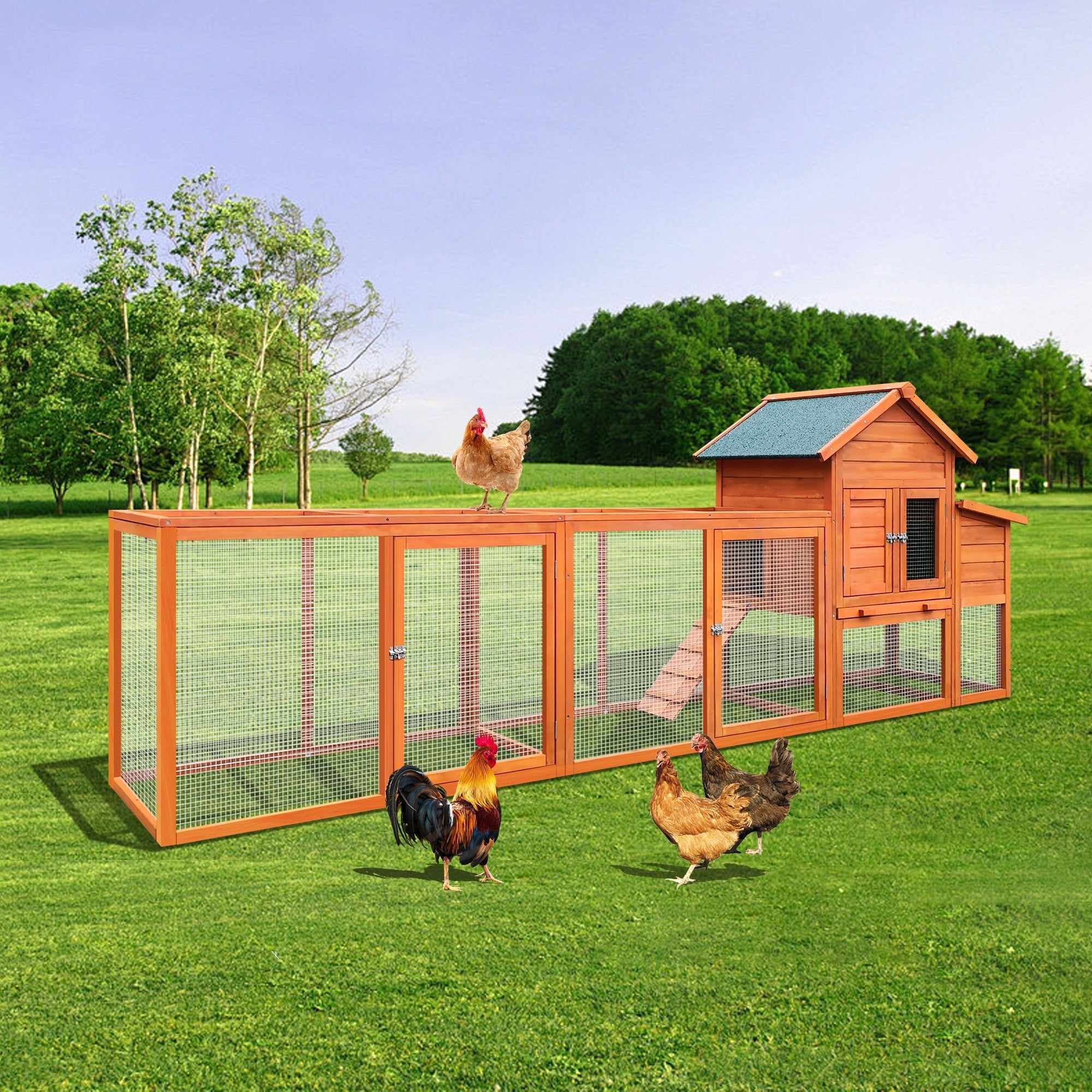 122＂Large Wooden Chicken Coop - KiKiUMi