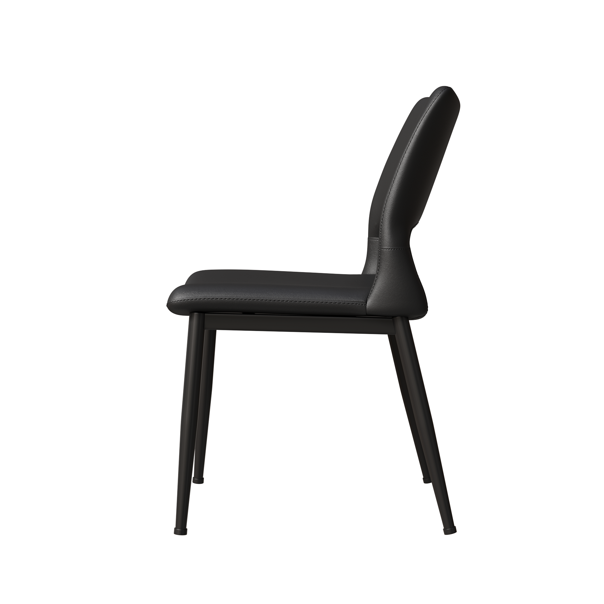 Two modern and simple PU leather dining chairs（black）