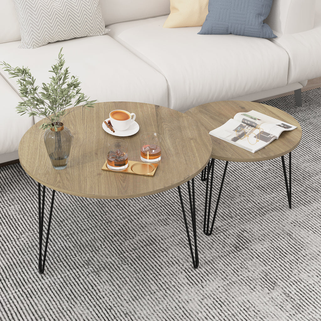Coffee table with nested marble patterns (Brown)
