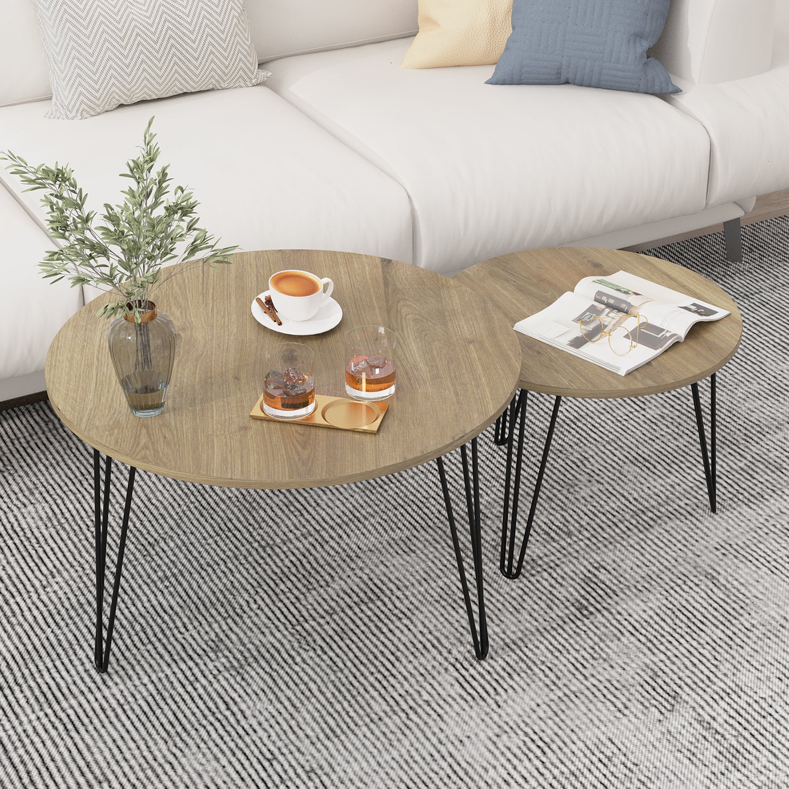 Coffee table with nested marble patterns (Brown)