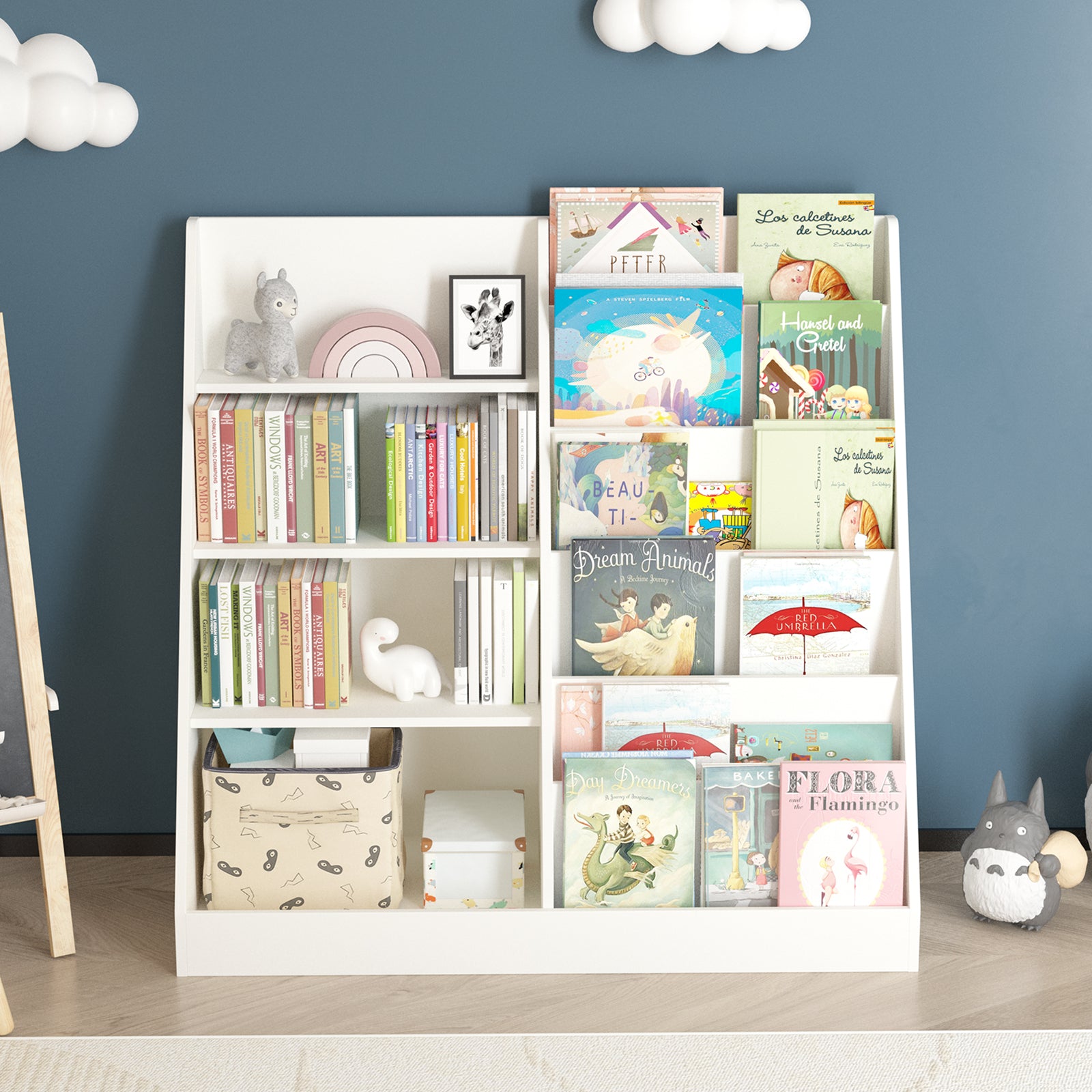 Organizer of children's bookshelves and toy storage